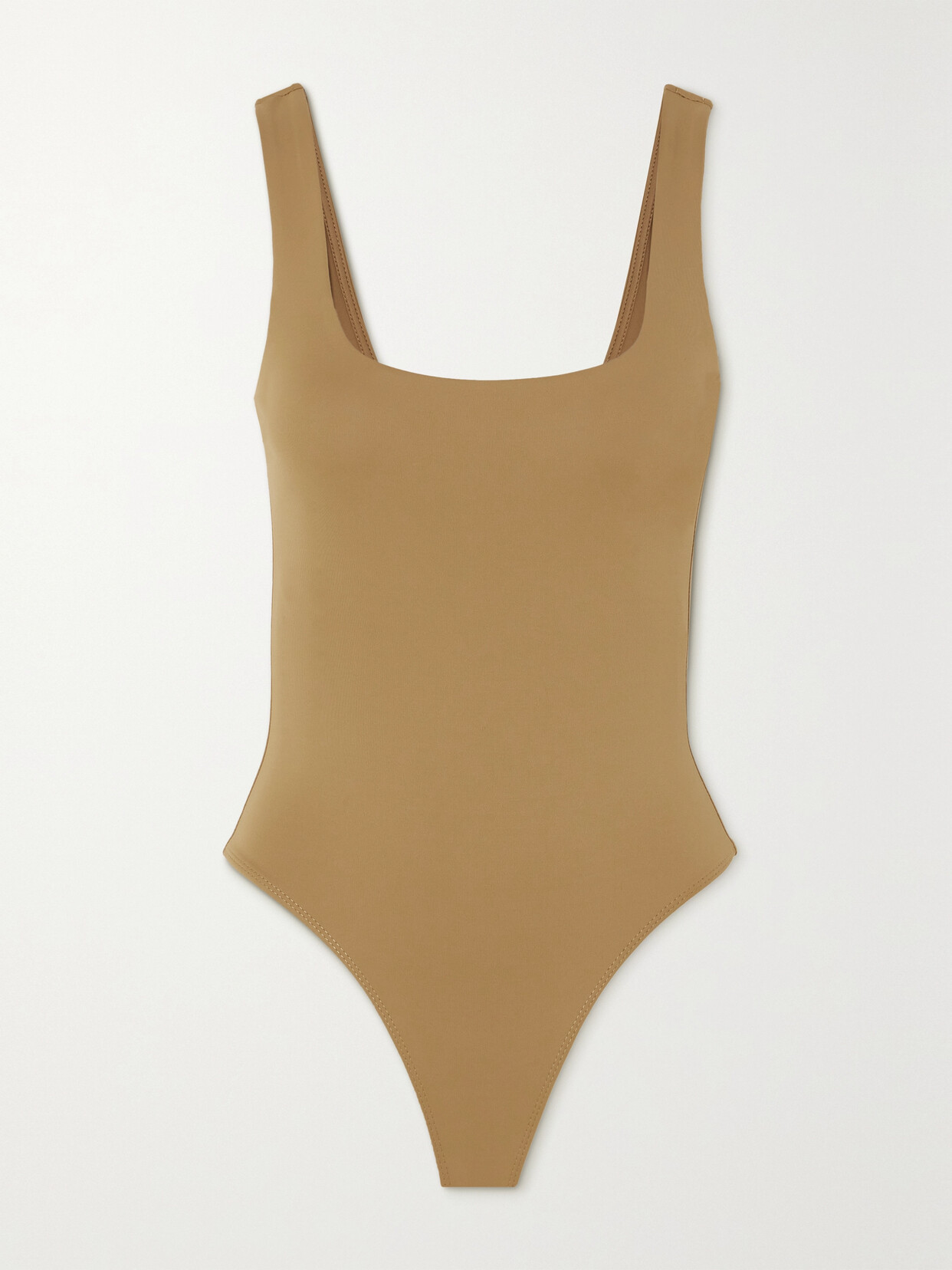 Good American Scuba Modern Stretch Thong Bodysuit In Brown