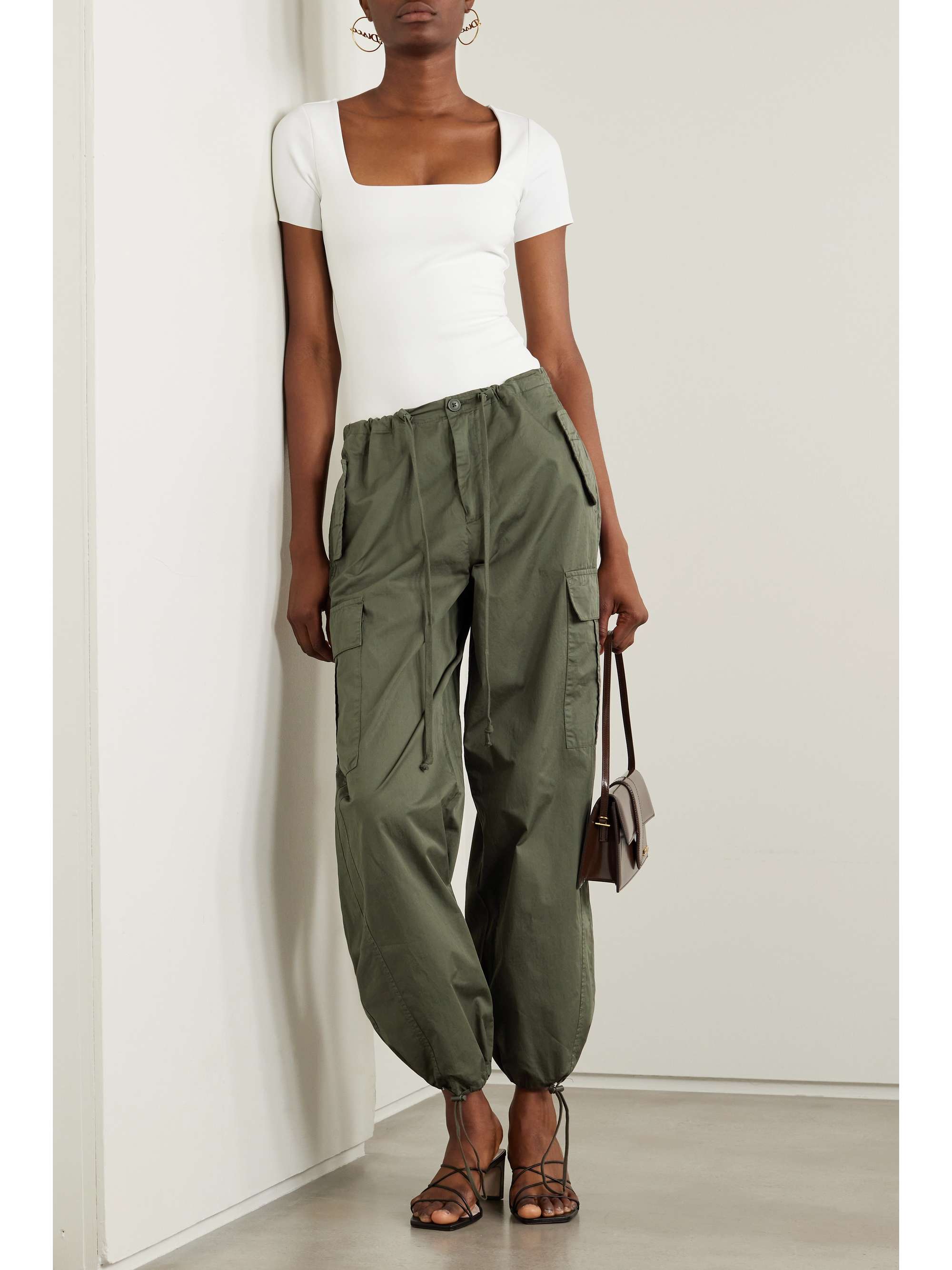 GOOD AMERICAN Parachute cotton cargo wide-leg pants