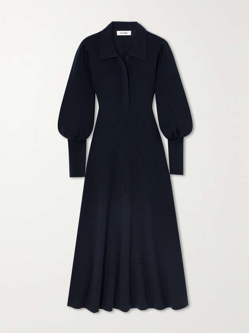Cefinn Eva Ribbed Merino Wool-blend Midi Dress