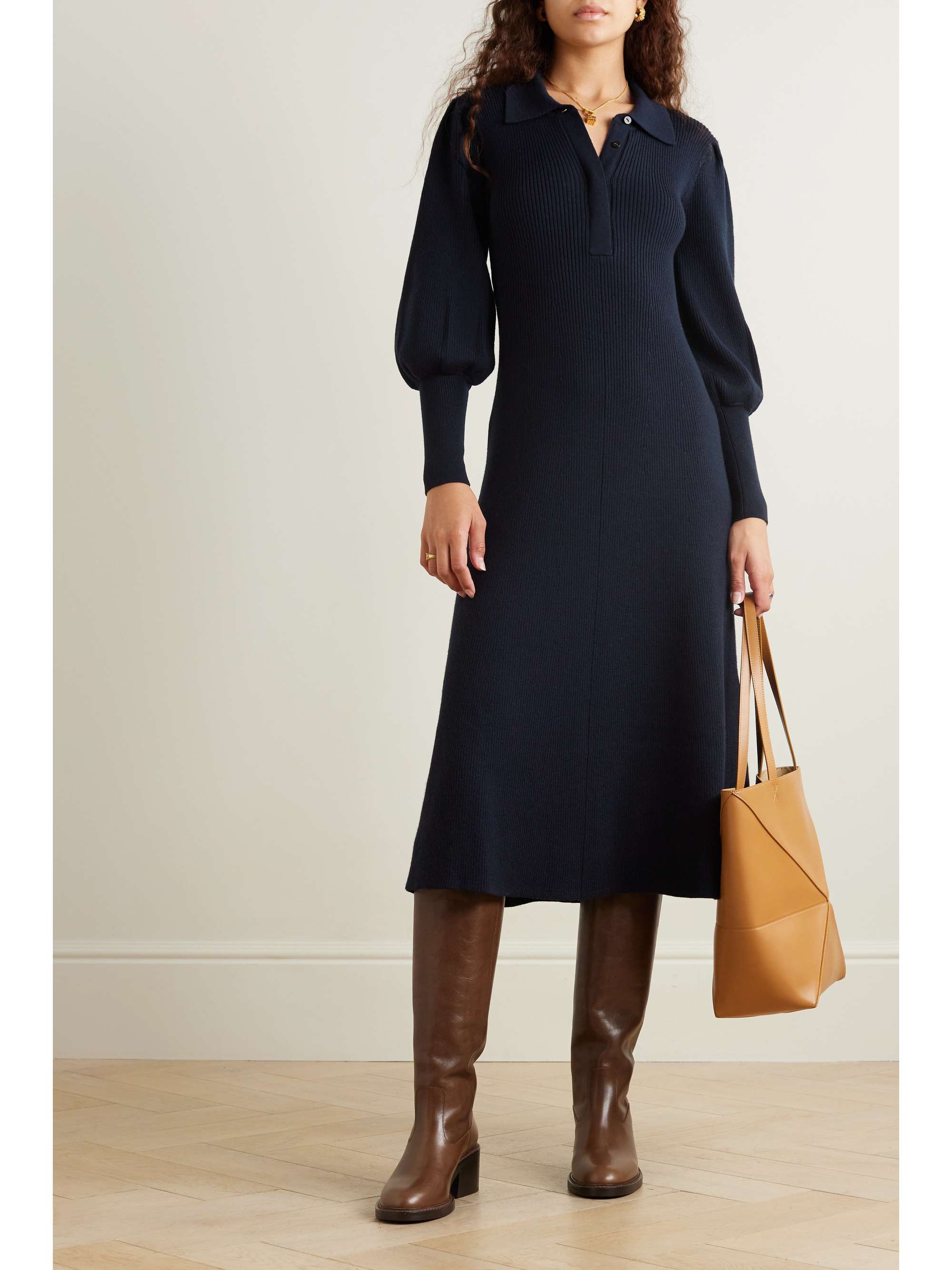 CEFINN Eva ribbed merino wool-blend midi dress | NET-A-PORTER