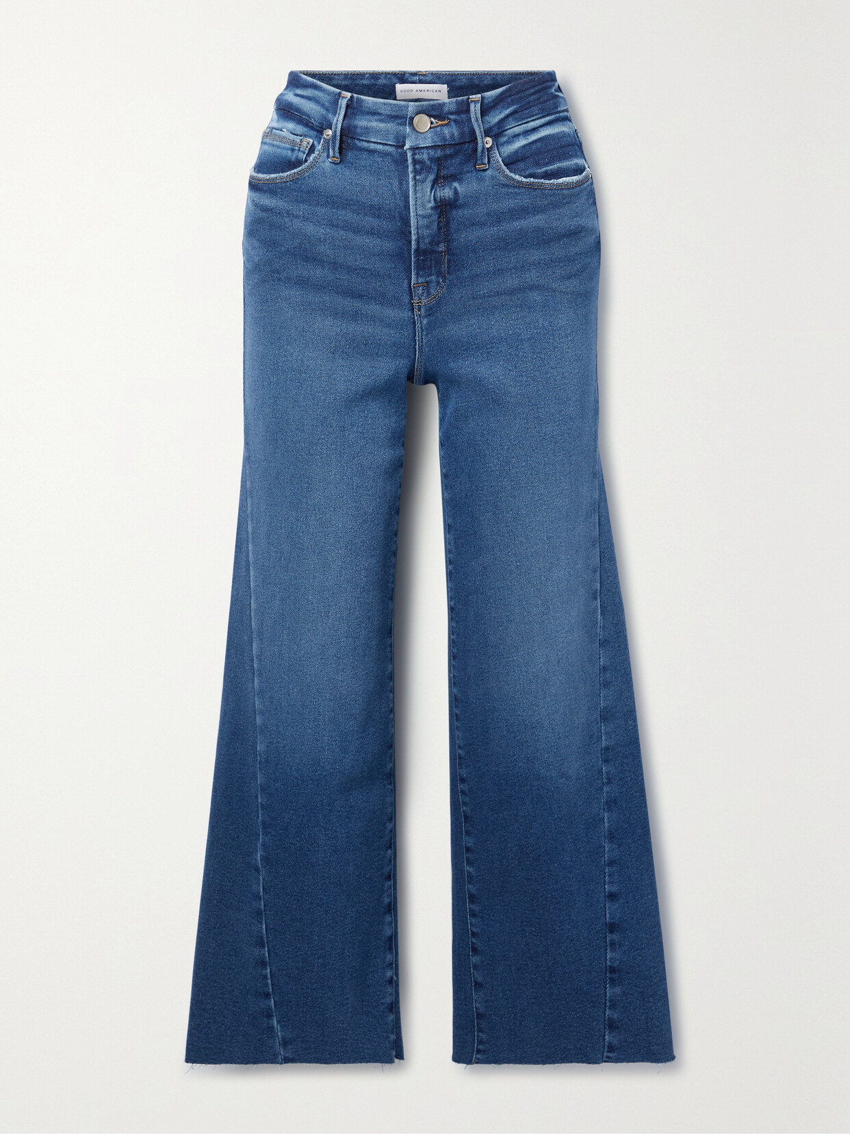 GOOD AMERICAN - Good Waist Cropped High-rise Wide-leg Jeans - Blue