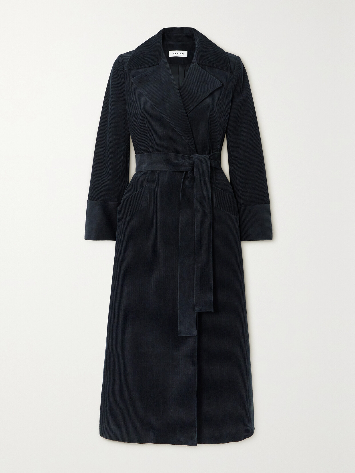 Cefinn - Roxanne Belted Cotton-corduroy Trench Coat - Black