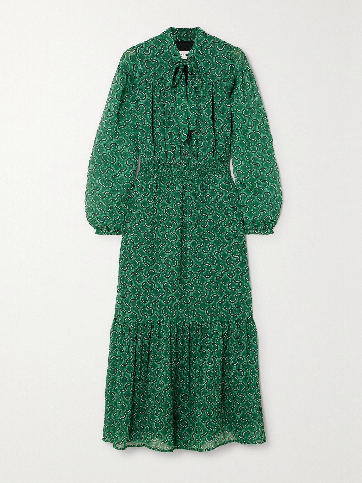 Cefinn - Francesca Pussy-bow Printed Recycled-georgette Midi Dress - Green