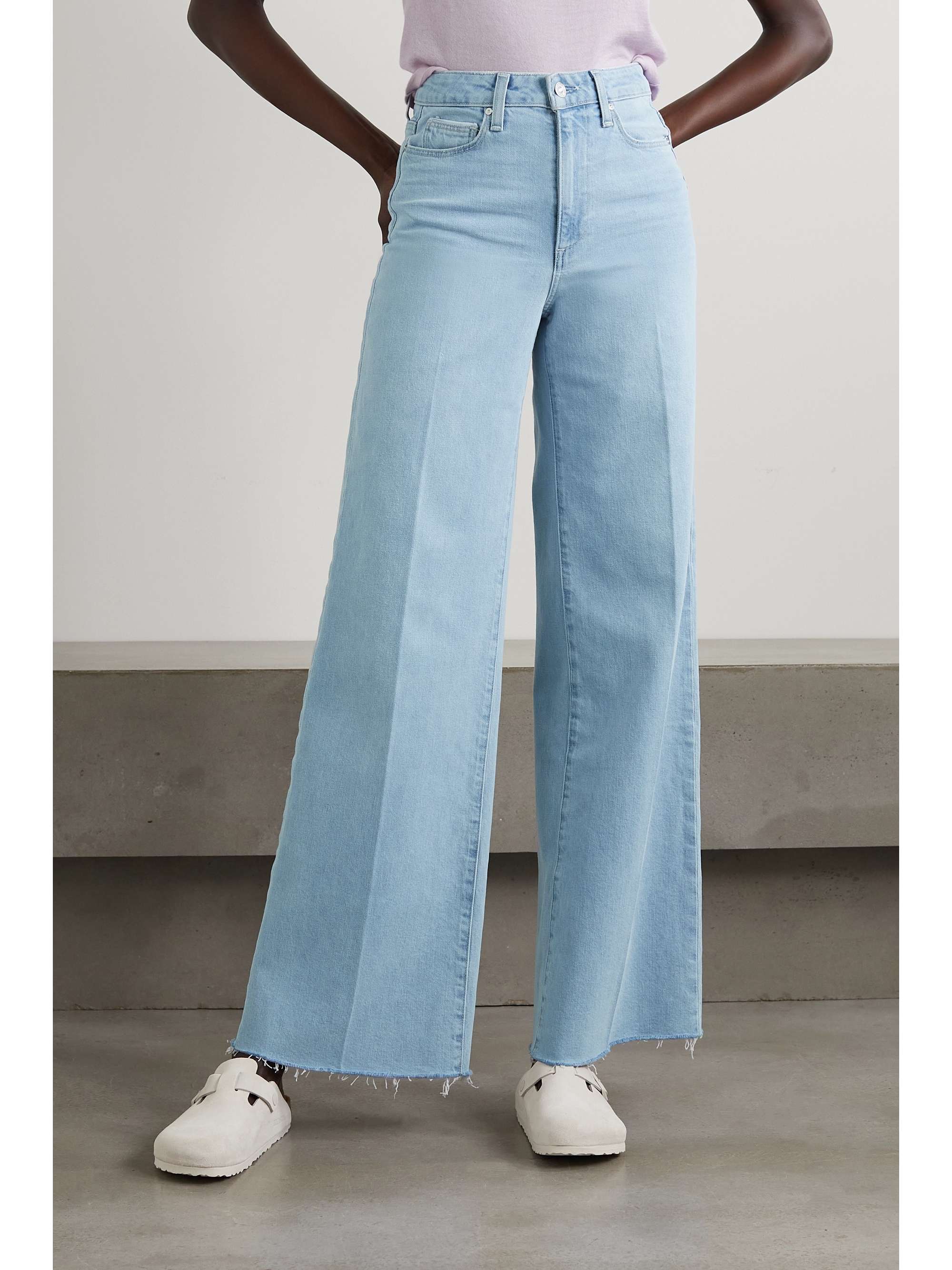 PAIGE Harper frayed high-rise wide-leg jeans | NET-A-PORTER