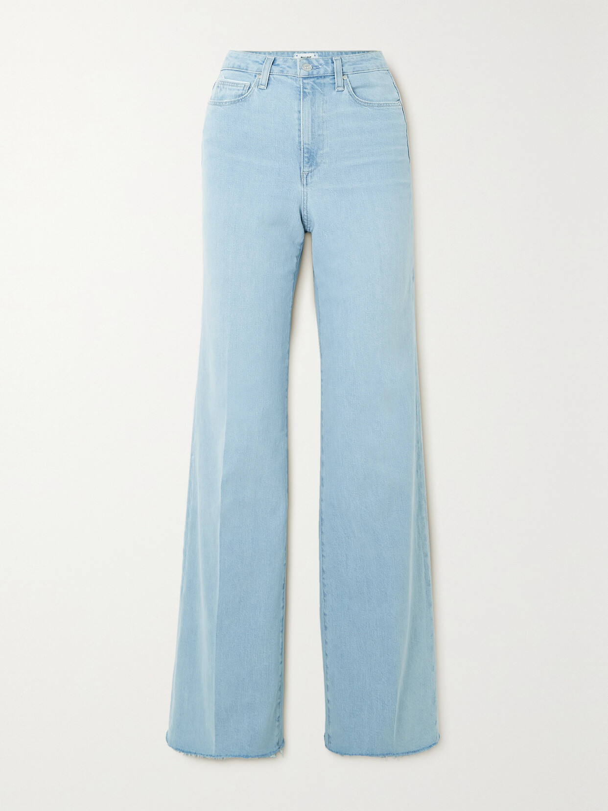 PAIGE HARPER FRAYED HIGH-RISE WIDE-LEG JEANS