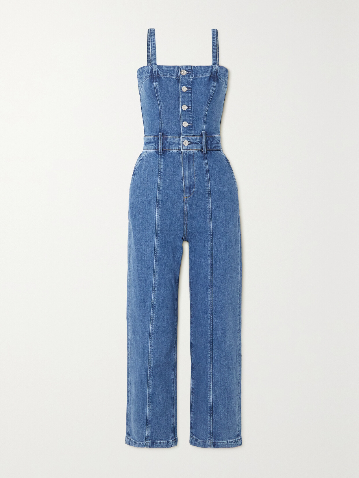 PAIGE - Anessa Cropped Stretch-denim Jumpsuit - Blue