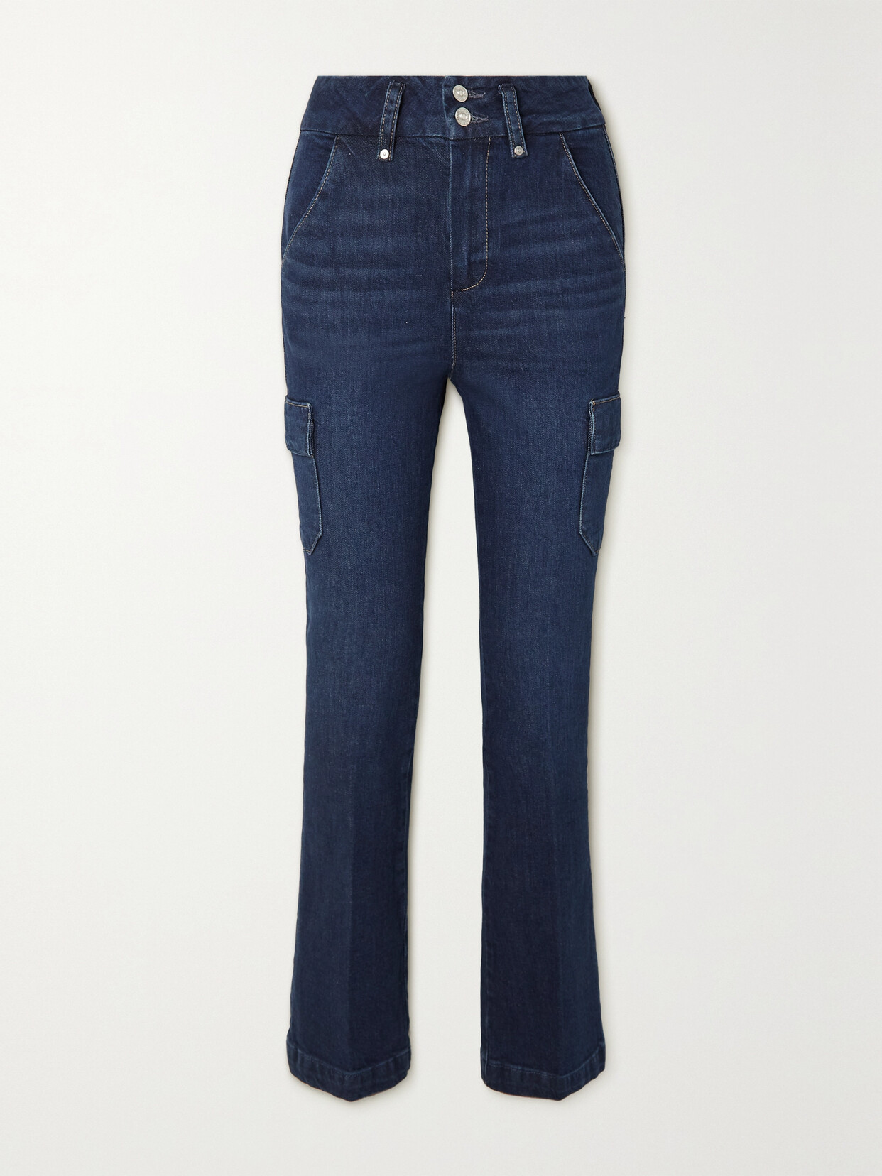 PAIGE - Dion High-rise Flared Cargo Jeans - Blue