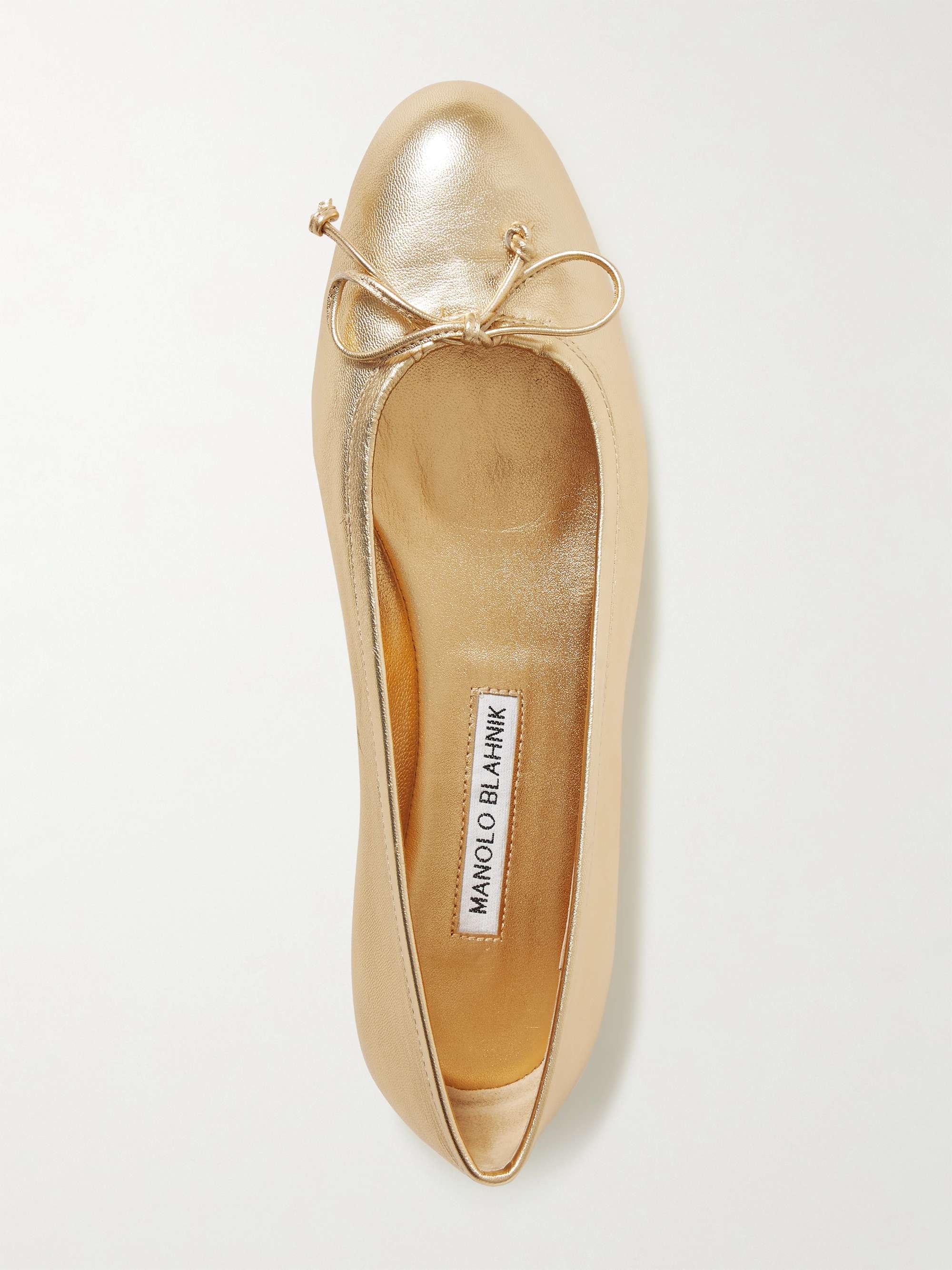 MANOLO BLAHNIK Veralli metallic leather ballet flats | NET-A-PORTER