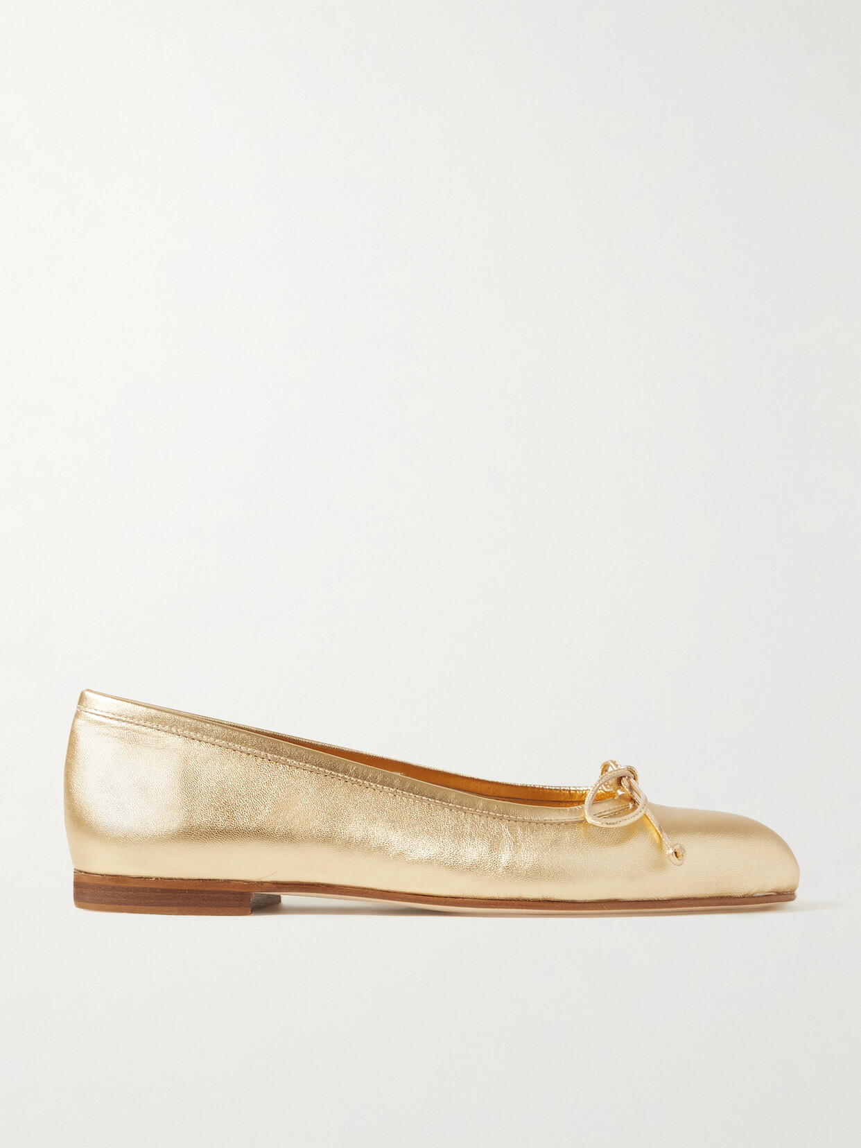 Manolo Blahnik Veralli Metallic Leather Ballet Flats - Gold