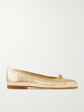 MANOLO BLAHNIK Veralli metallic leather ballet flats