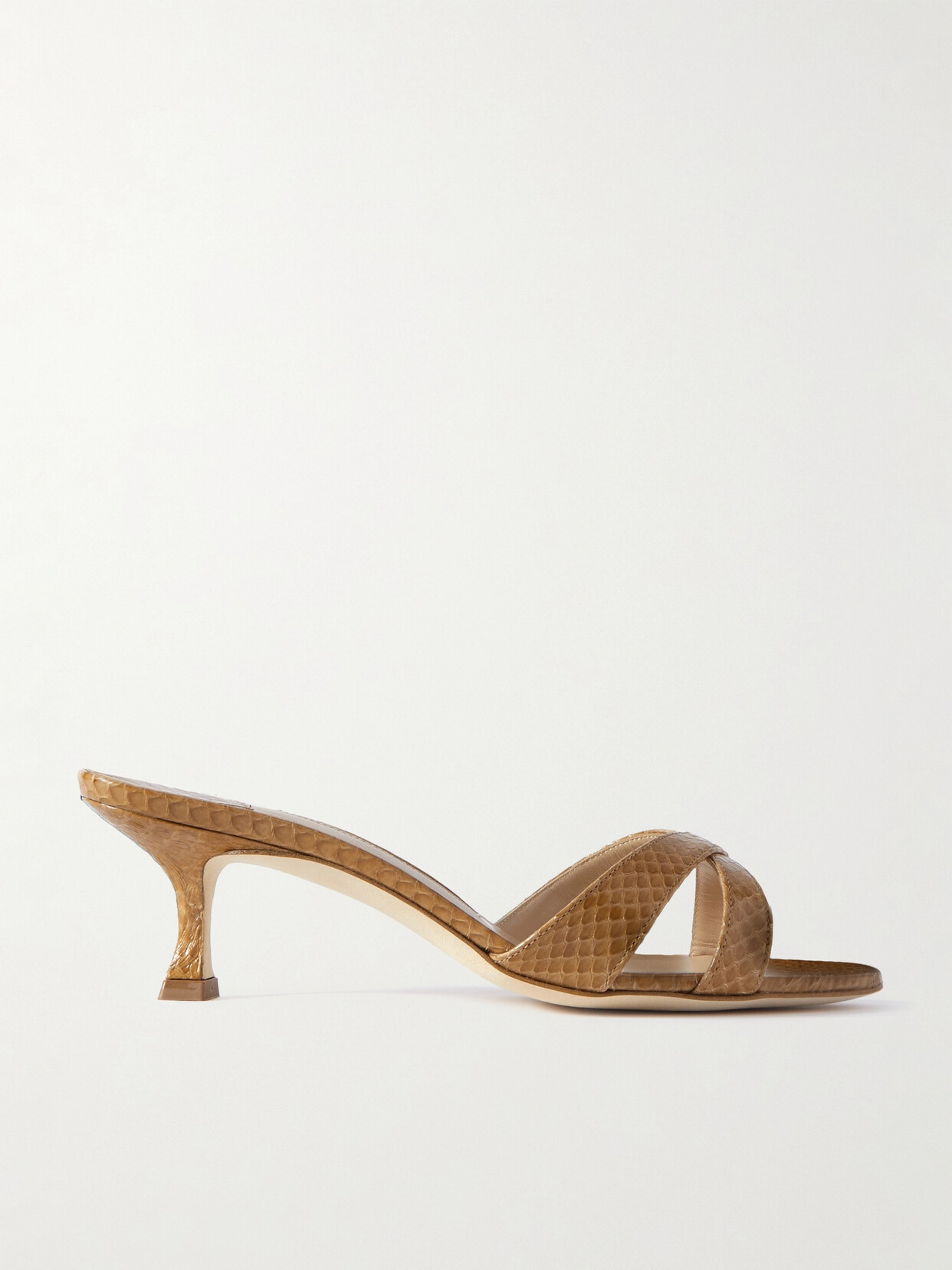 Manolo Blahnik Callamu 50 Elaphe Mules - Brown