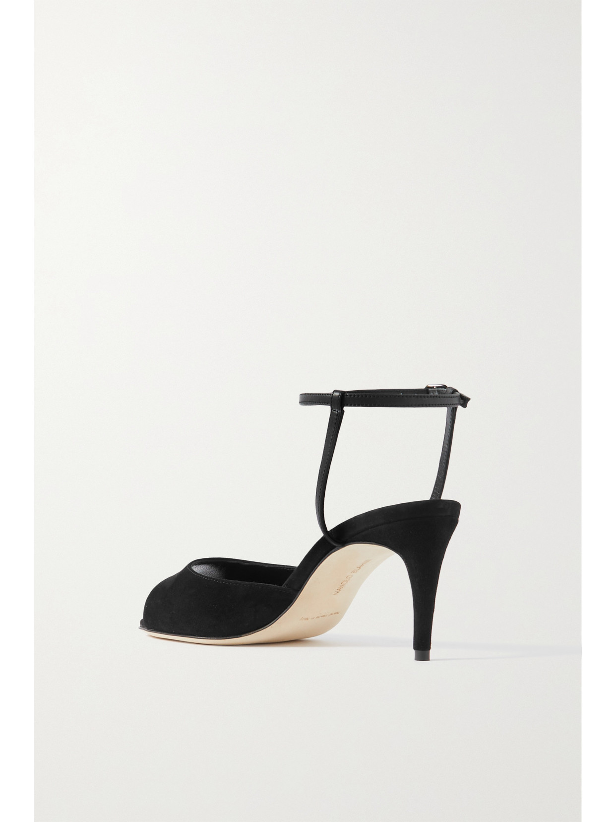 Manolo Blahnik Bacardu 70 Leather-trimmed Suede Sandals In Black