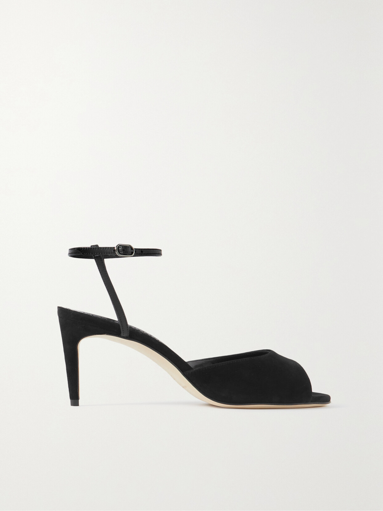 Manolo Blahnik Bacardu 70 Leather-trimmed Suede Sandals In Black