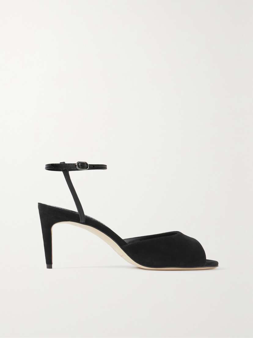 Manolo Blahnik Bacardu 70 Leather-trimmed Suede Sandals