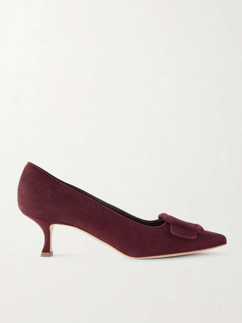 Manolo Blahnik Maysale 50 Buckled Suede Pumps