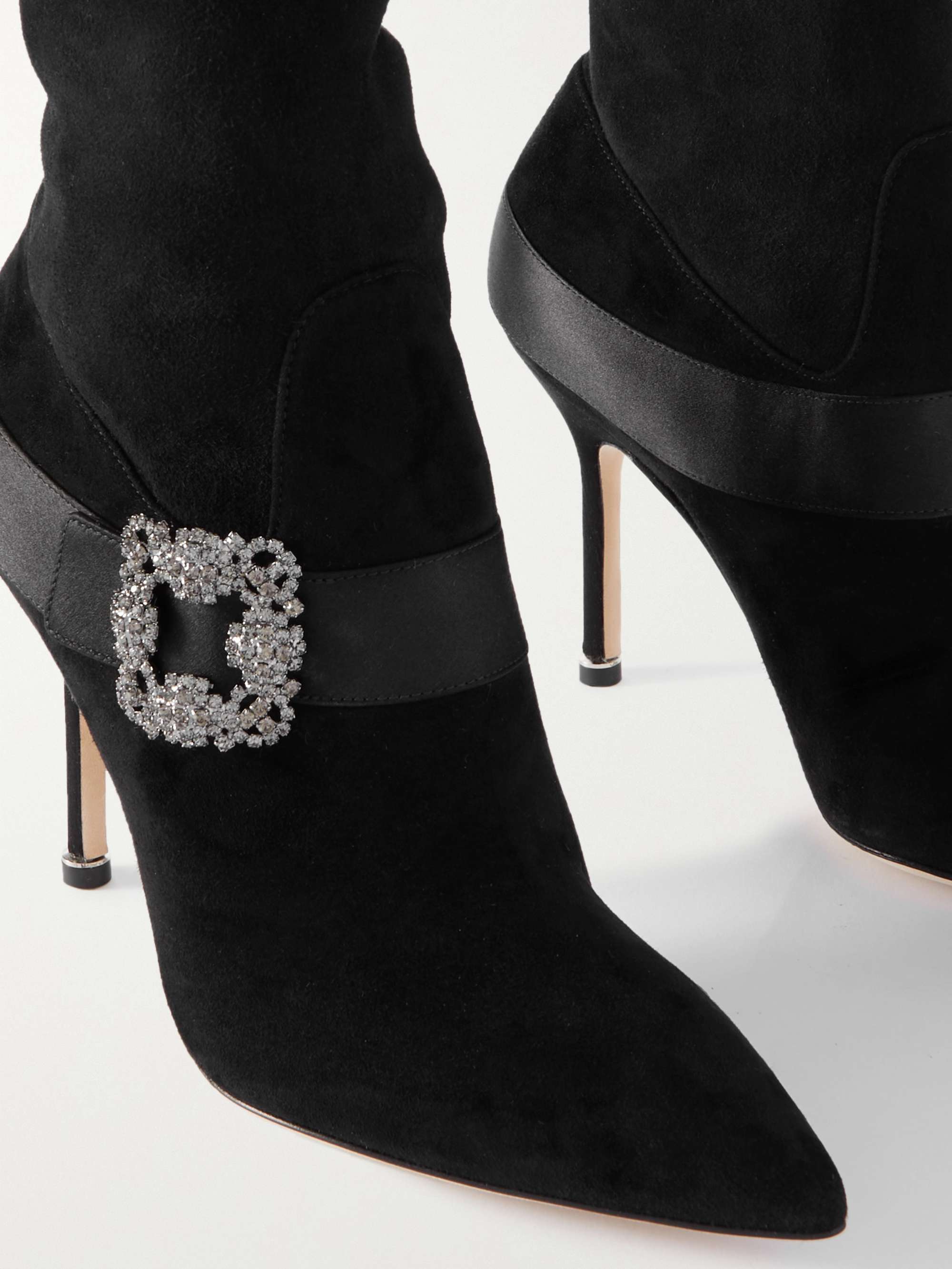 【高知インター店】 105 Plinianuthi BLAHNIK MANOLO buckled suede satin-trimmed 靴