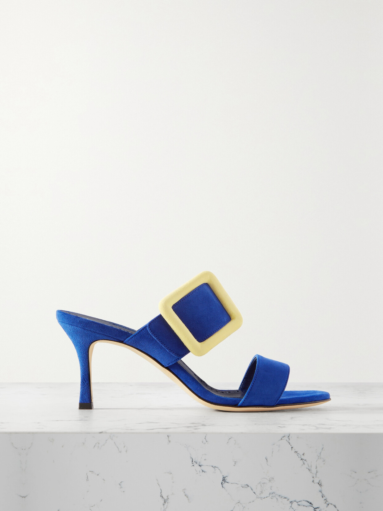 Manolo Blahnik Gable 70 Buckled Suede Mules - Blue