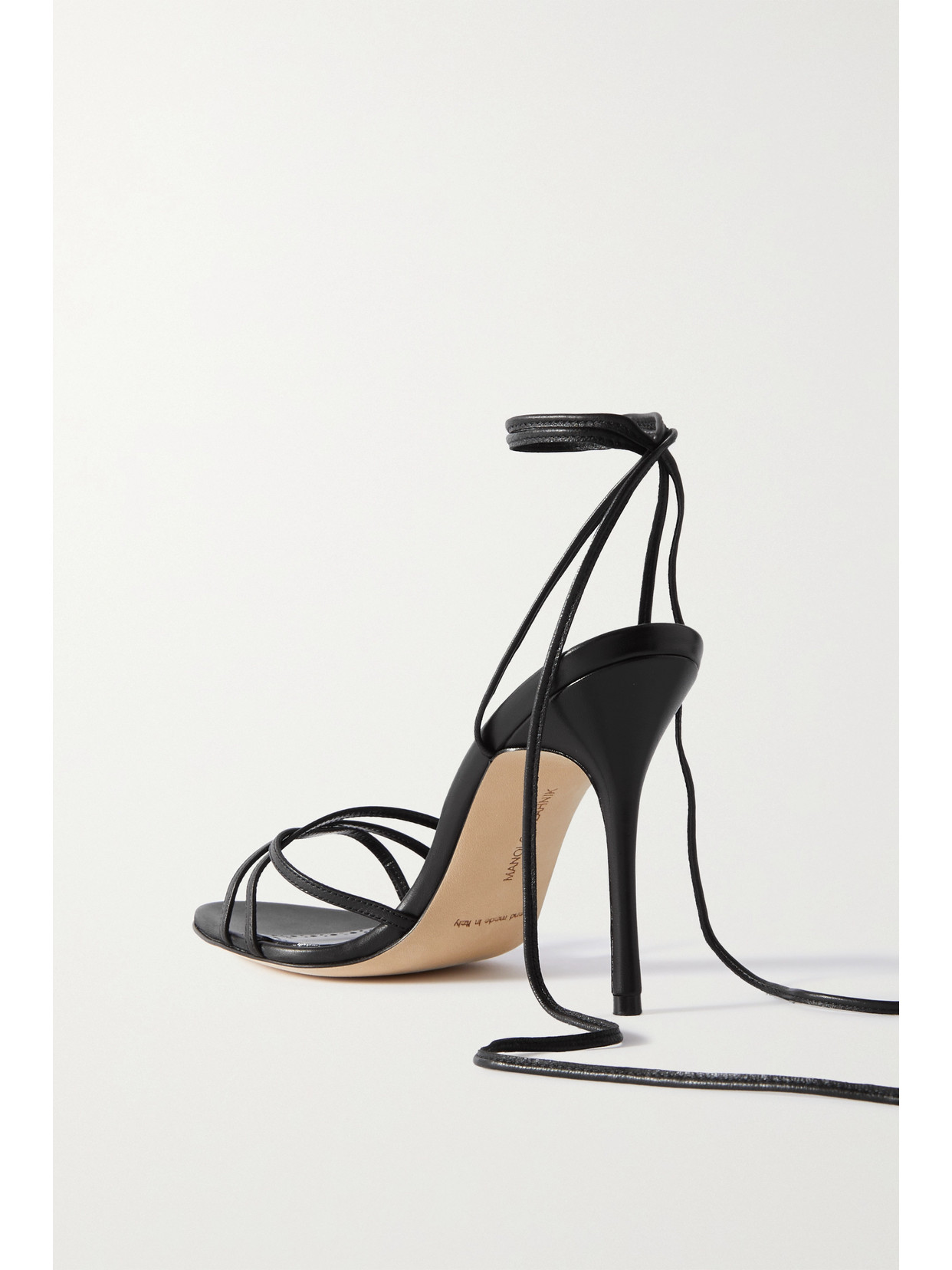 Manolo Blahnik Leva 105 Leather Sandals In Black