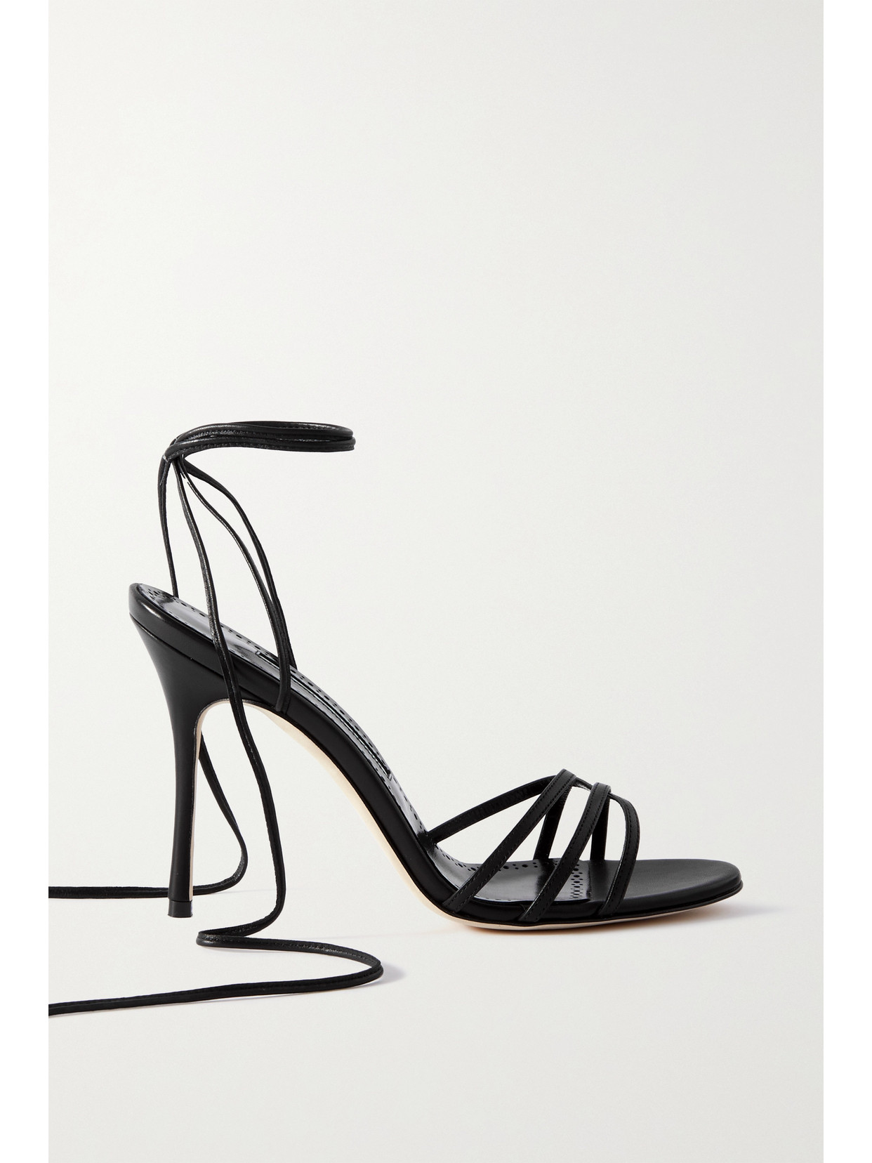 Manolo Blahnik Leva 105 Leather Sandals In Black