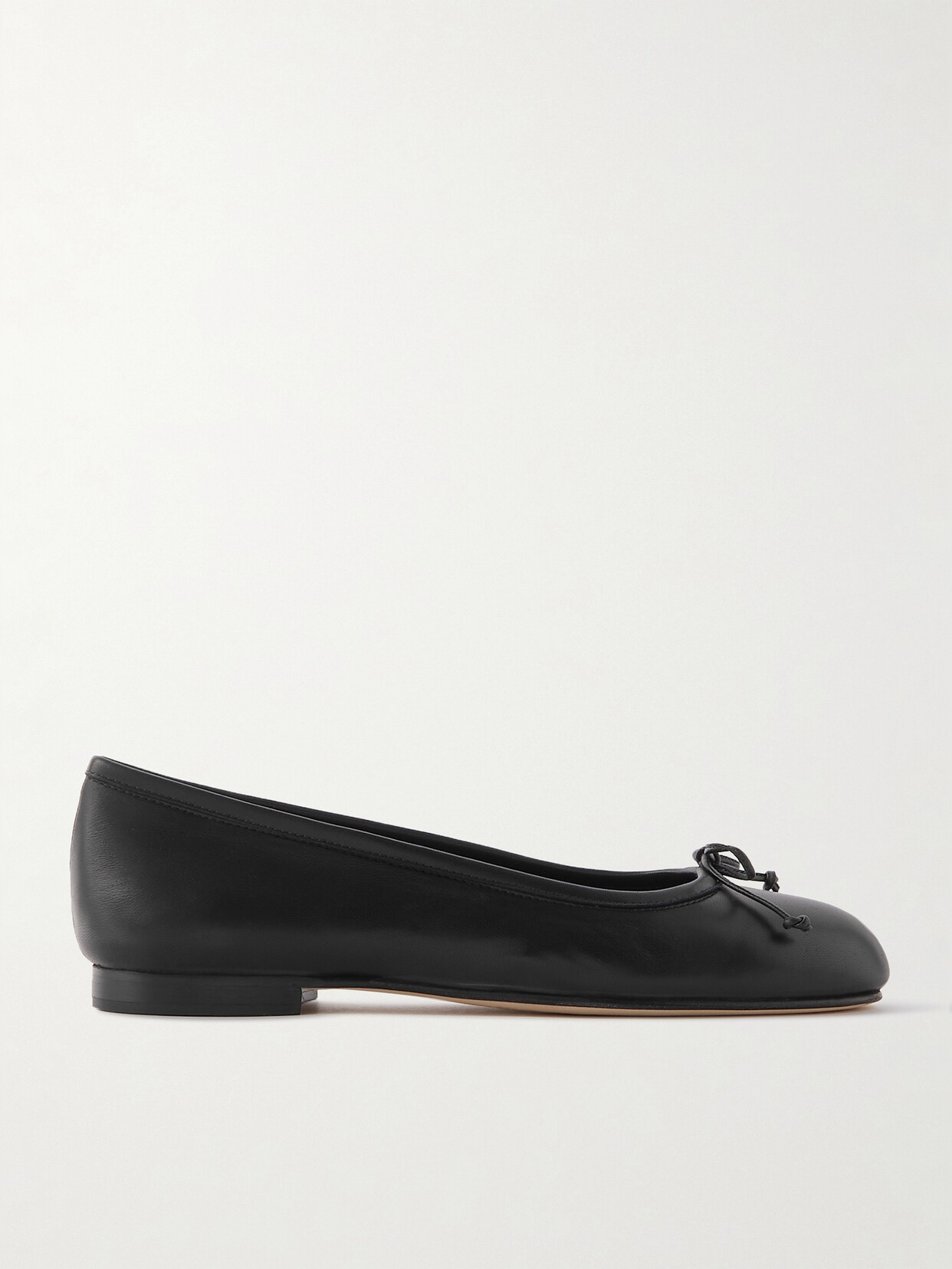 Manolo Blahnik Veralli Bow-detailed Leather Ballet Flats In Black