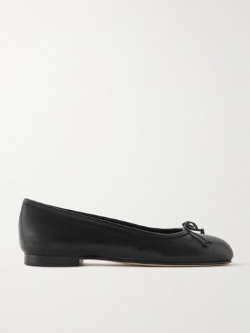 MANOLO BLAHNIK Veralli bow-detailed leather ballet flats