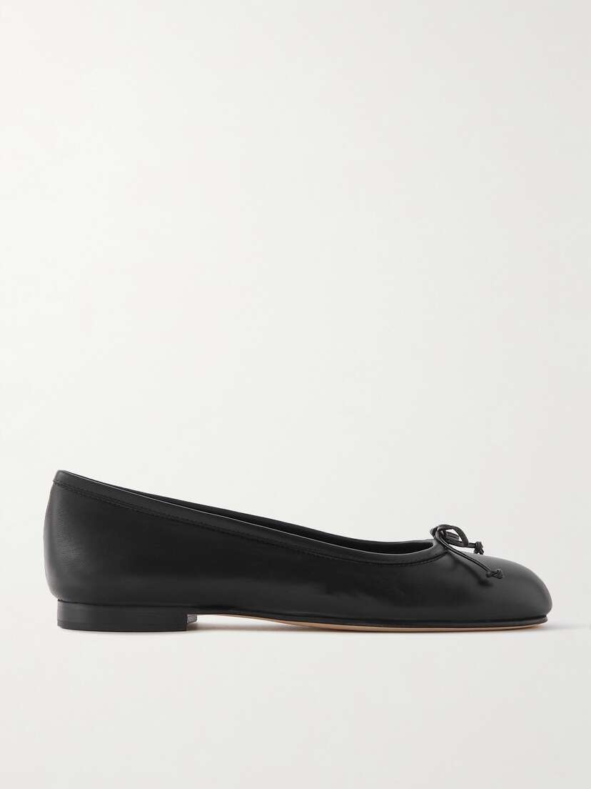 Manolo Blahnik Veralli Bow-detailed Leather Ballet Flats