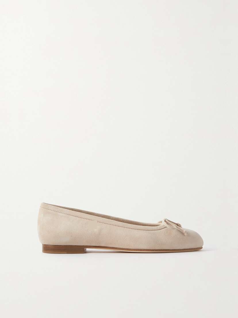 Manolo Blahnik Veralli Bow-detailed Suede Ballet Flats