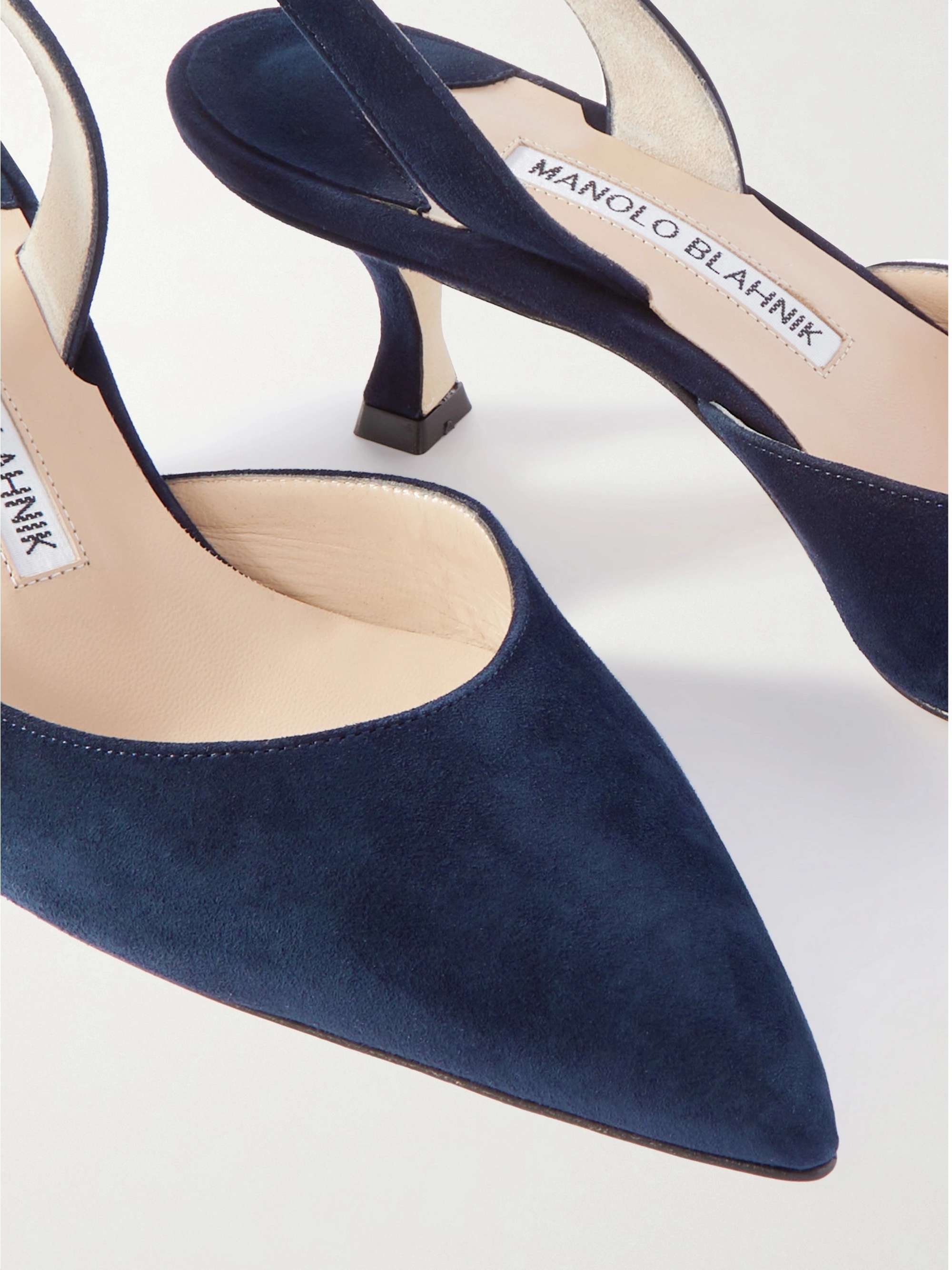 MANOLO BLAHNIK Carolyne 50 suede slingback pumps | NET-A-PORTER