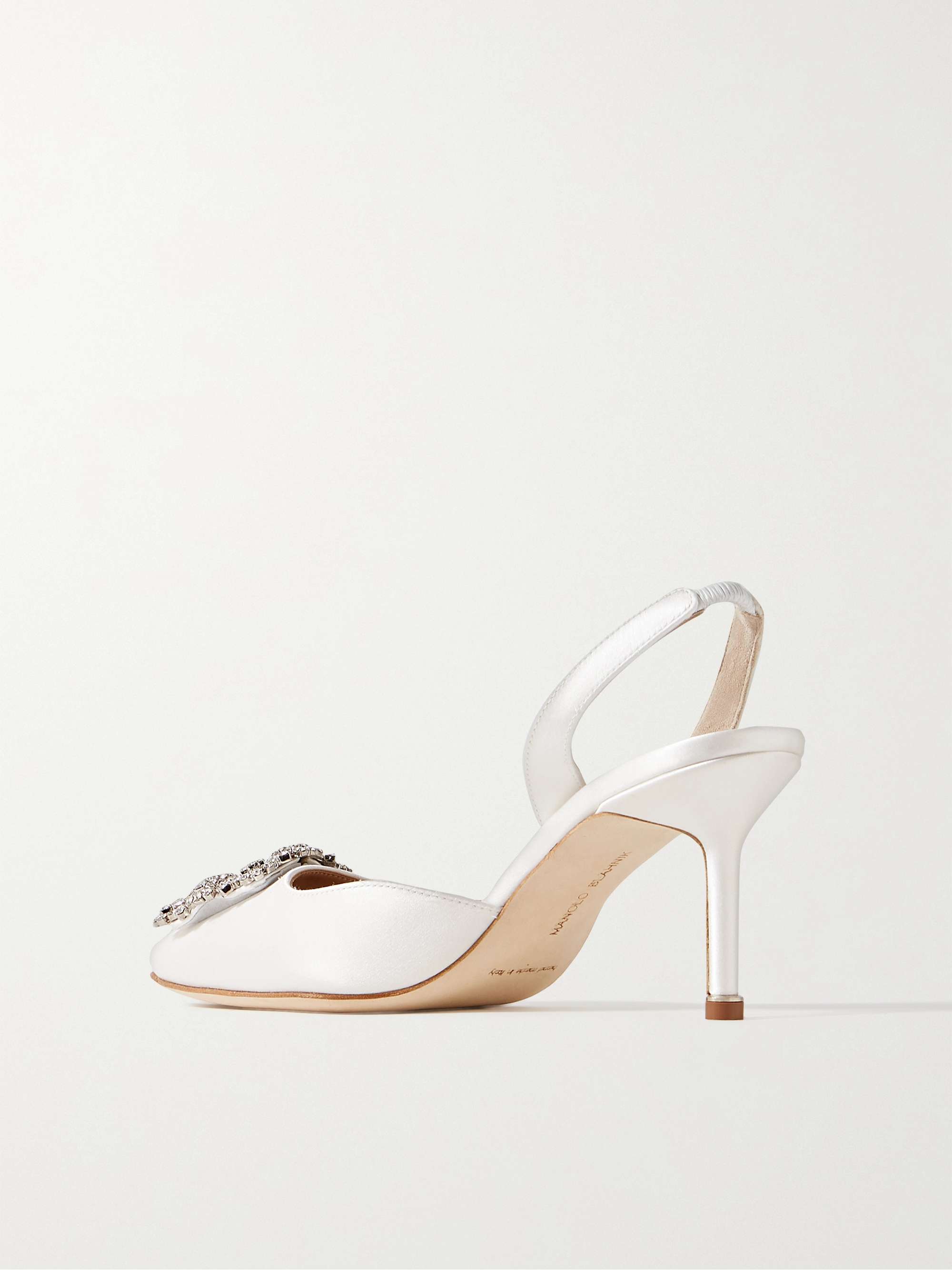 MANOLO BLAHNIK Hangisli 70 embellished satin slingback pumps