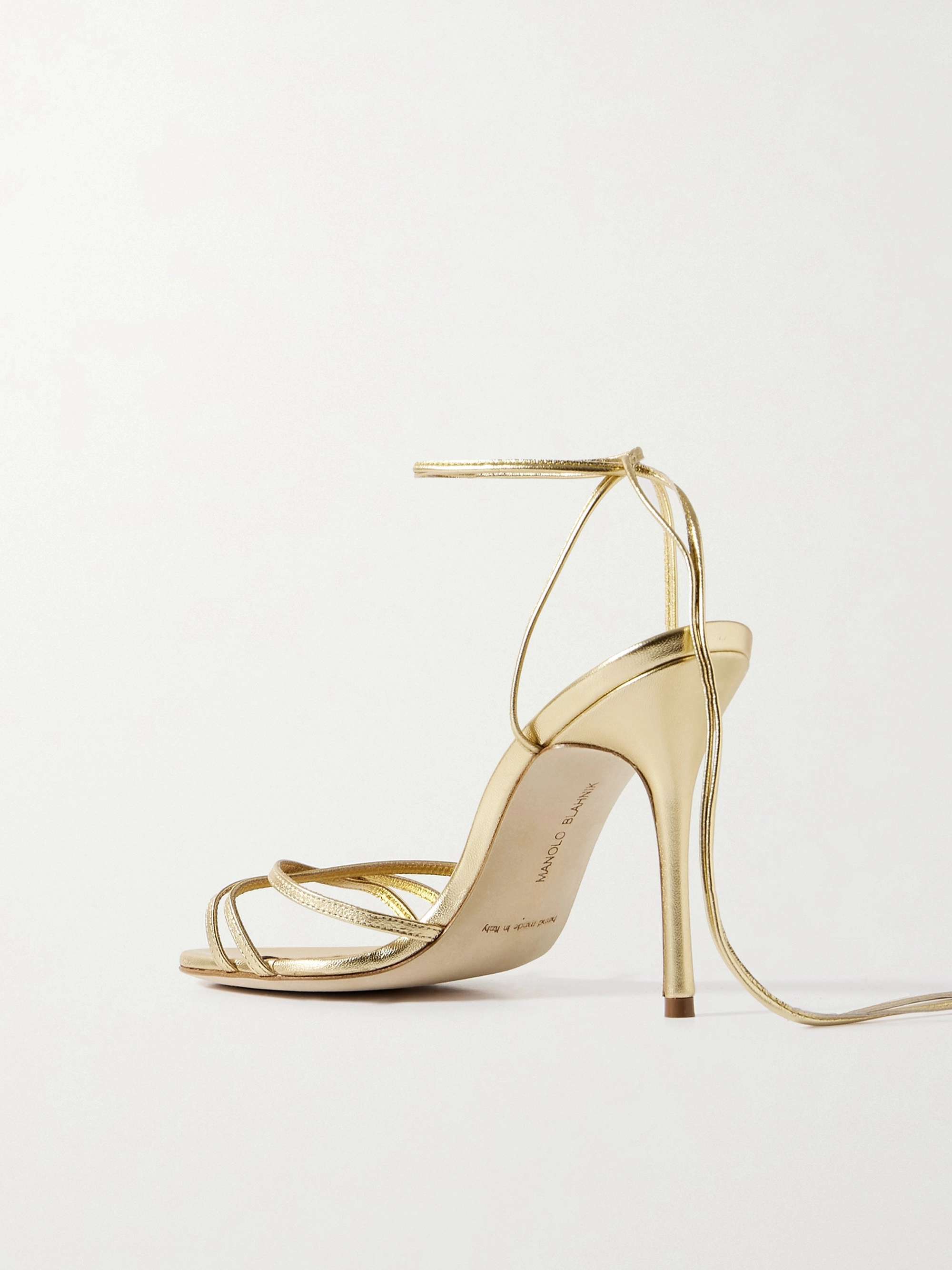 MANOLO BLAHNIK Leva 105 metallic leather sandals | NET-A-PORTER