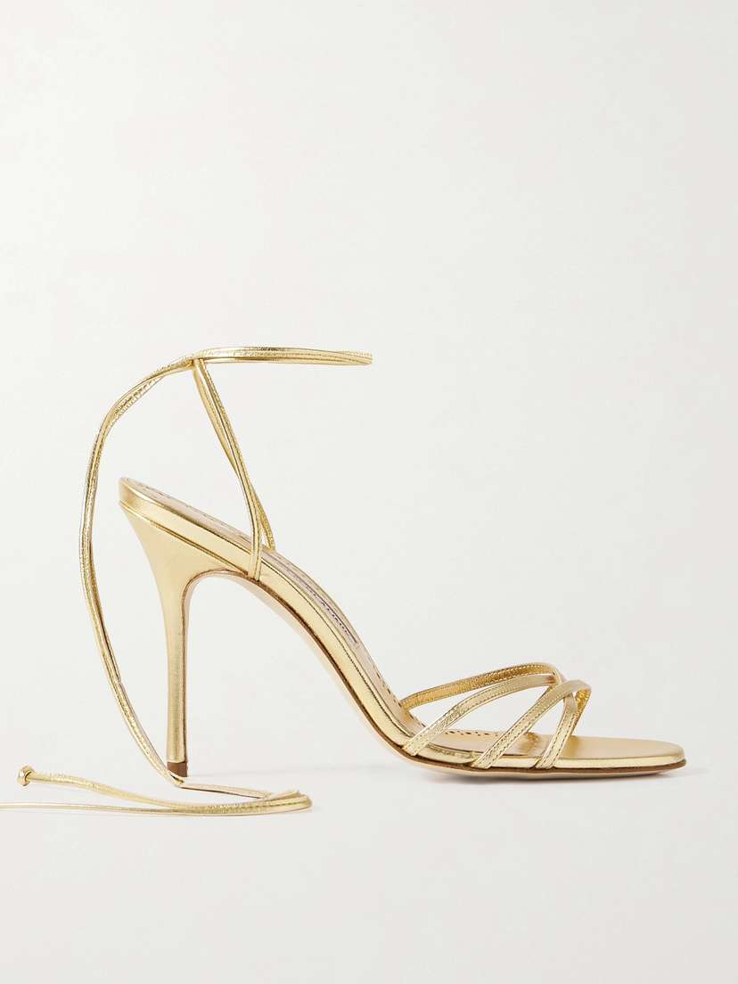 Manolo Blahnik Leva 105 Metallic Leather Sandals