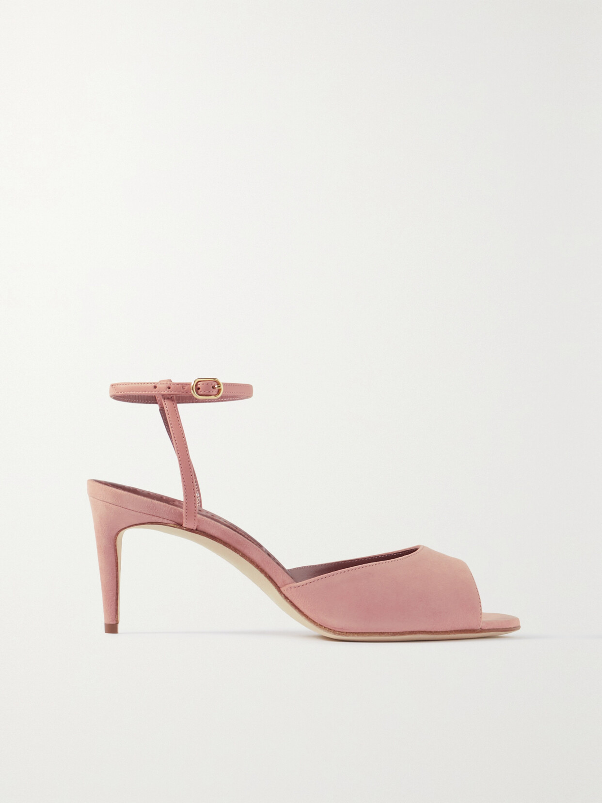 Manolo Blahnik - Bacardu 70 Leather-trimmed Suede Sandals - Neutrals