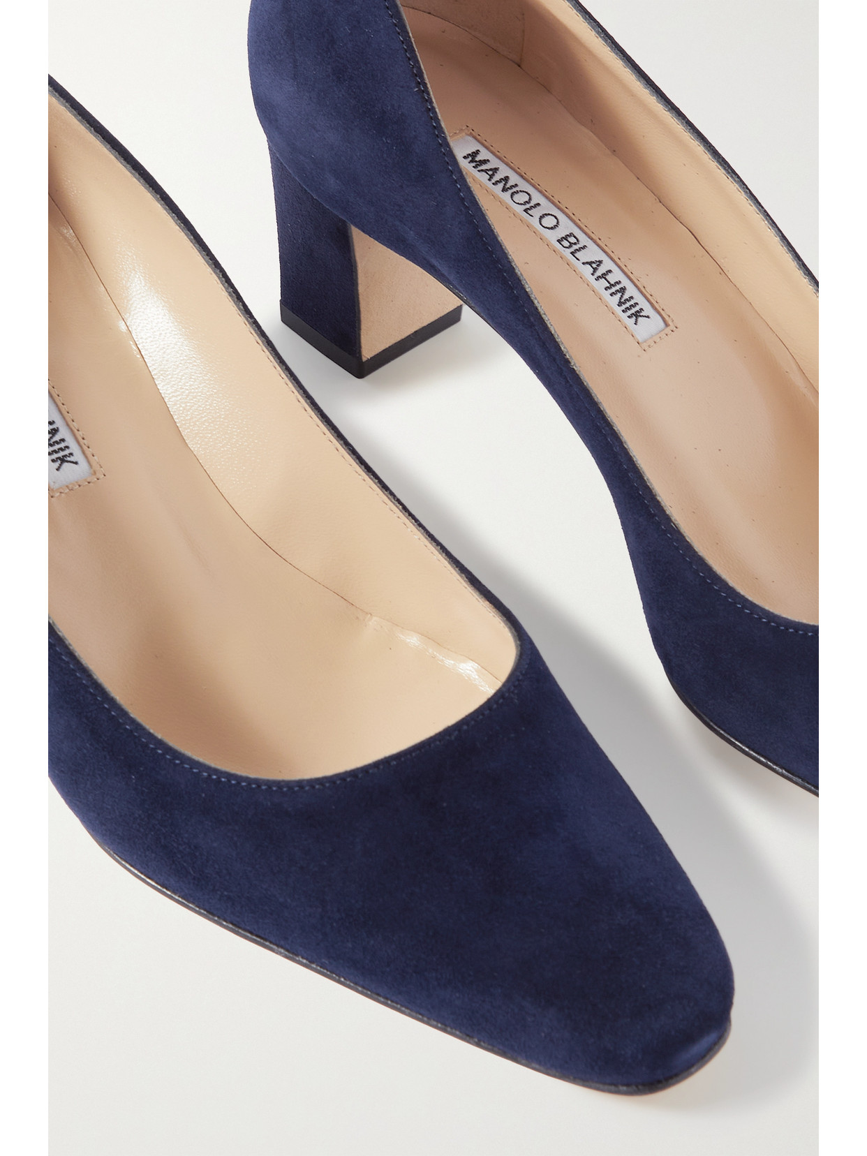 Manolo Blahnik Lista Suede Block-heel Pumps In Blue