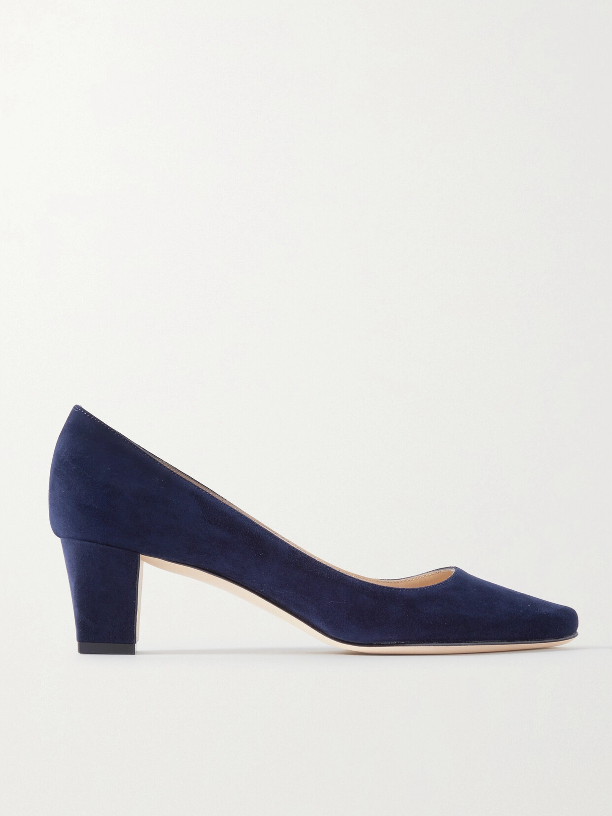 Manolo Blahnik Lista Suede Block-heel Pumps In Blue