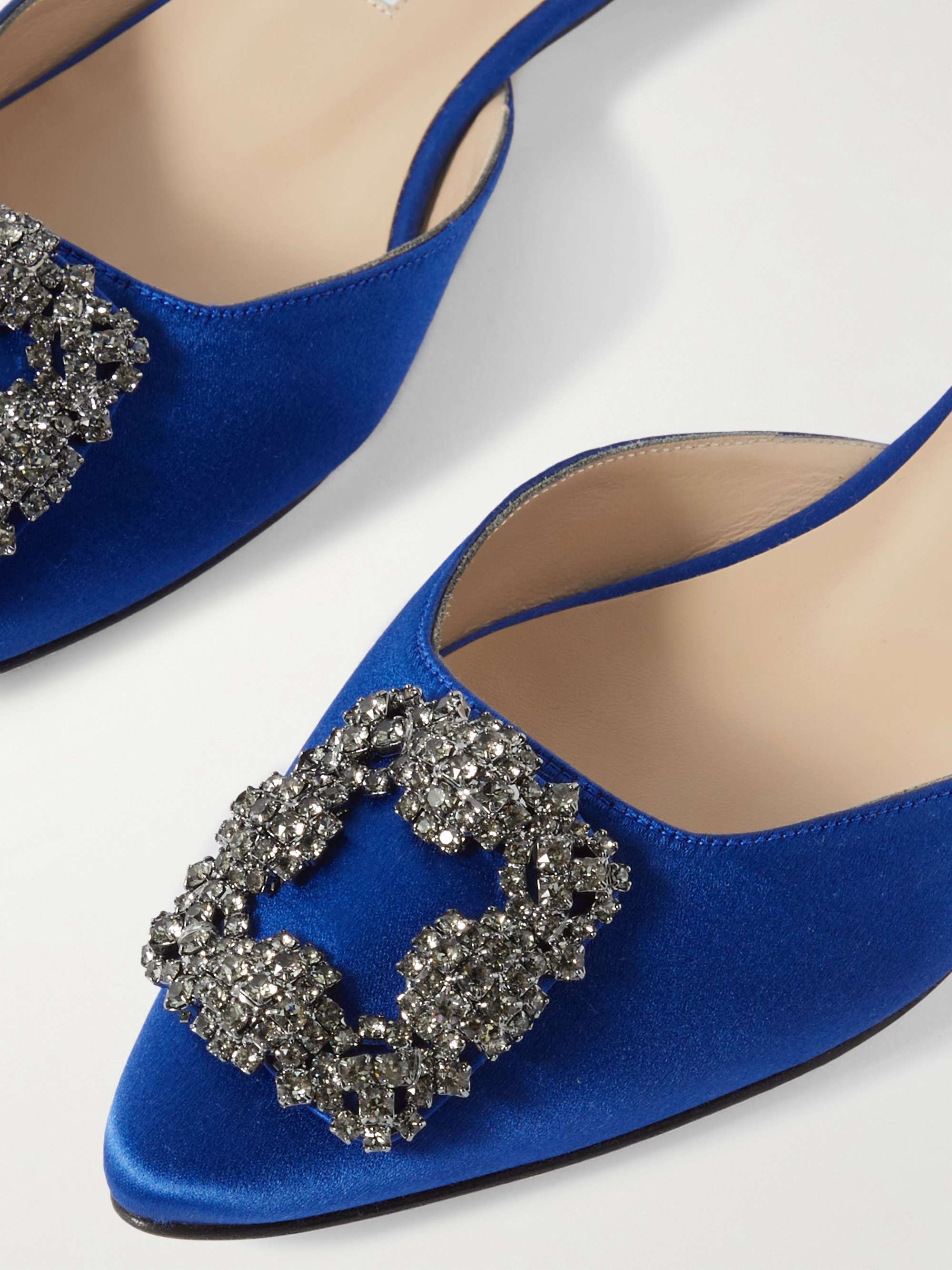 MANOLO BLAHNIK Hangisi embellished satin slippers