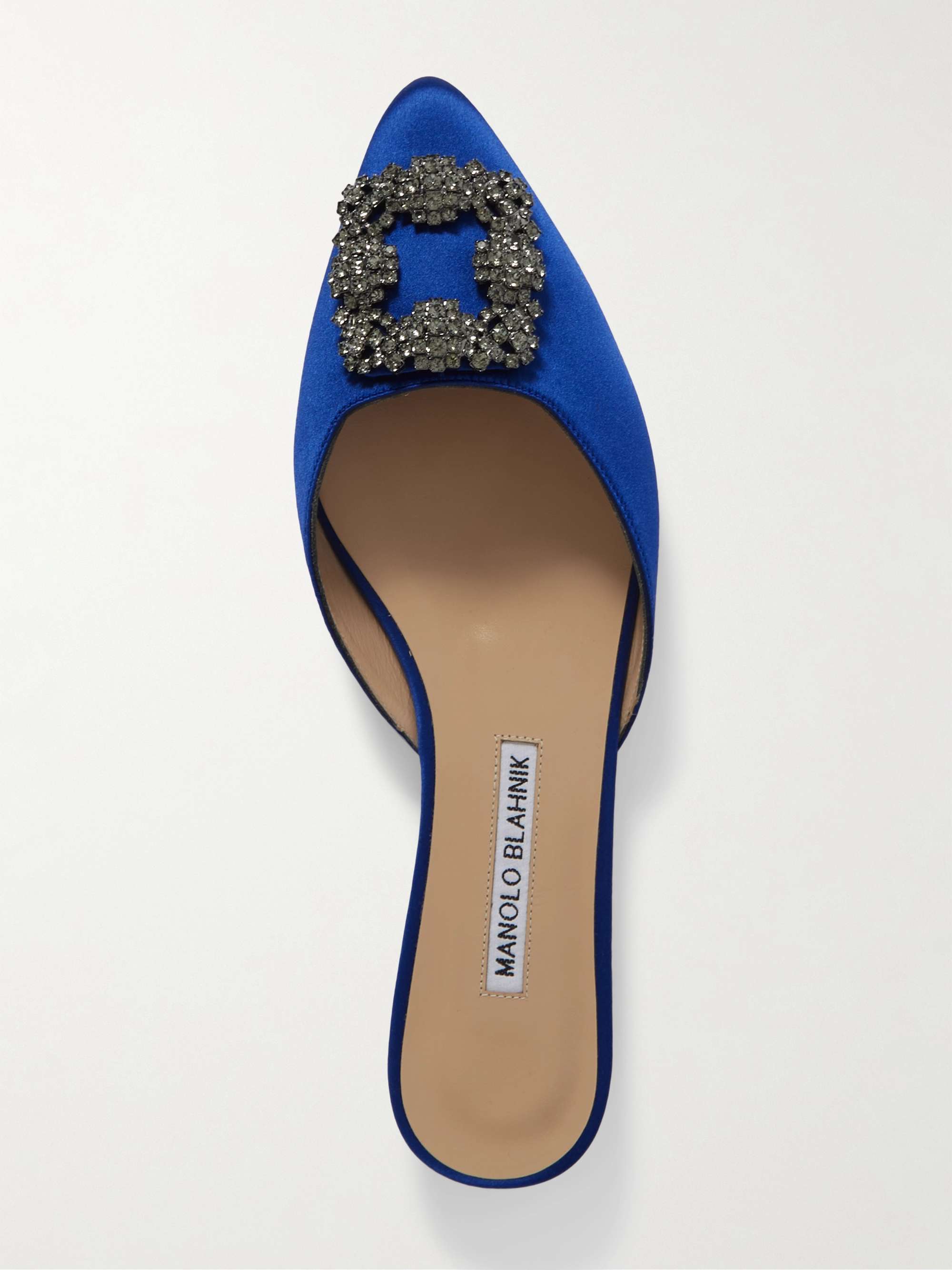 MANOLO BLAHNIK Hangisi embellished satin slippers