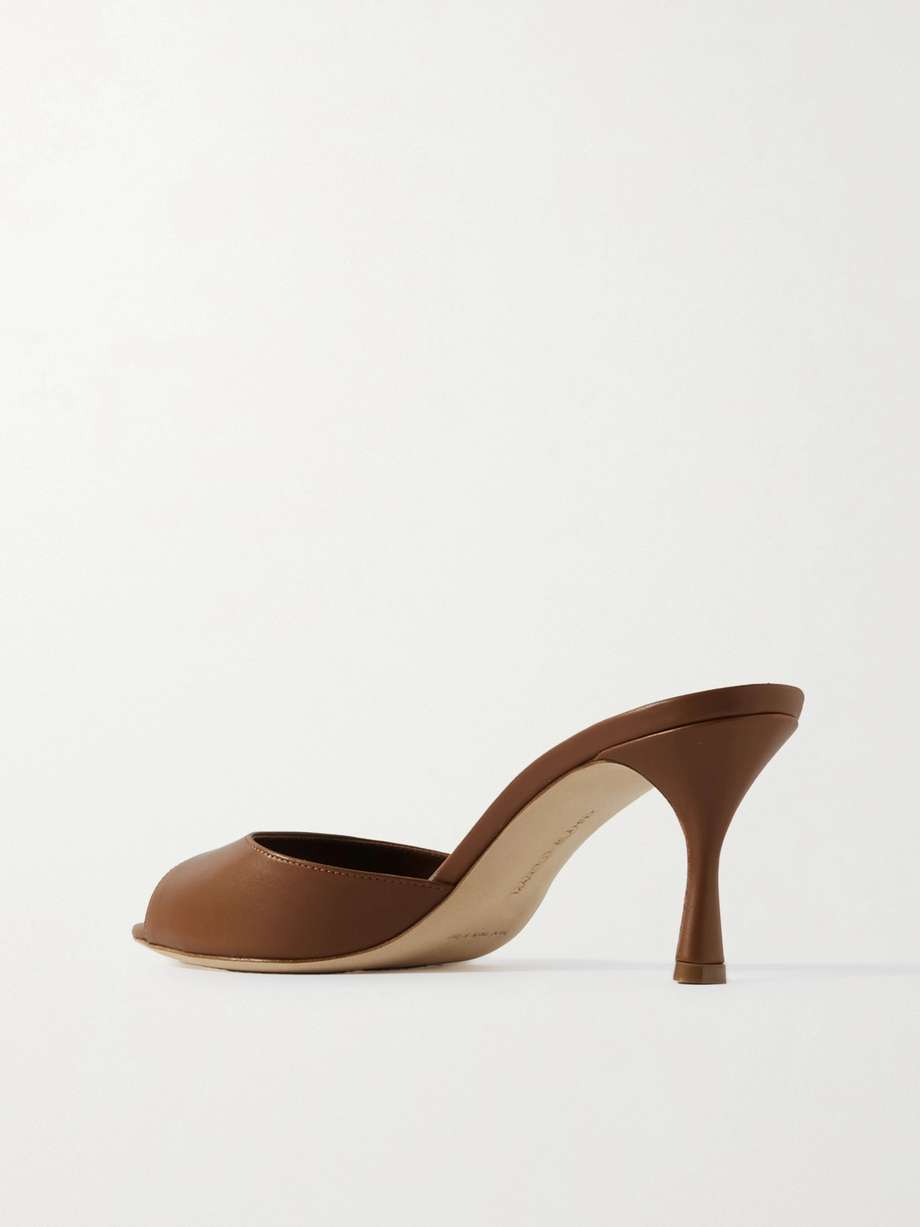 Manolo Mules 7cm Purple Fabric Leather  528012