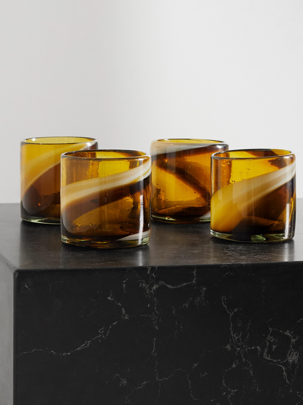 Soho Home - Lavina Set Of Four Recycled-glass Tumblers - Brown