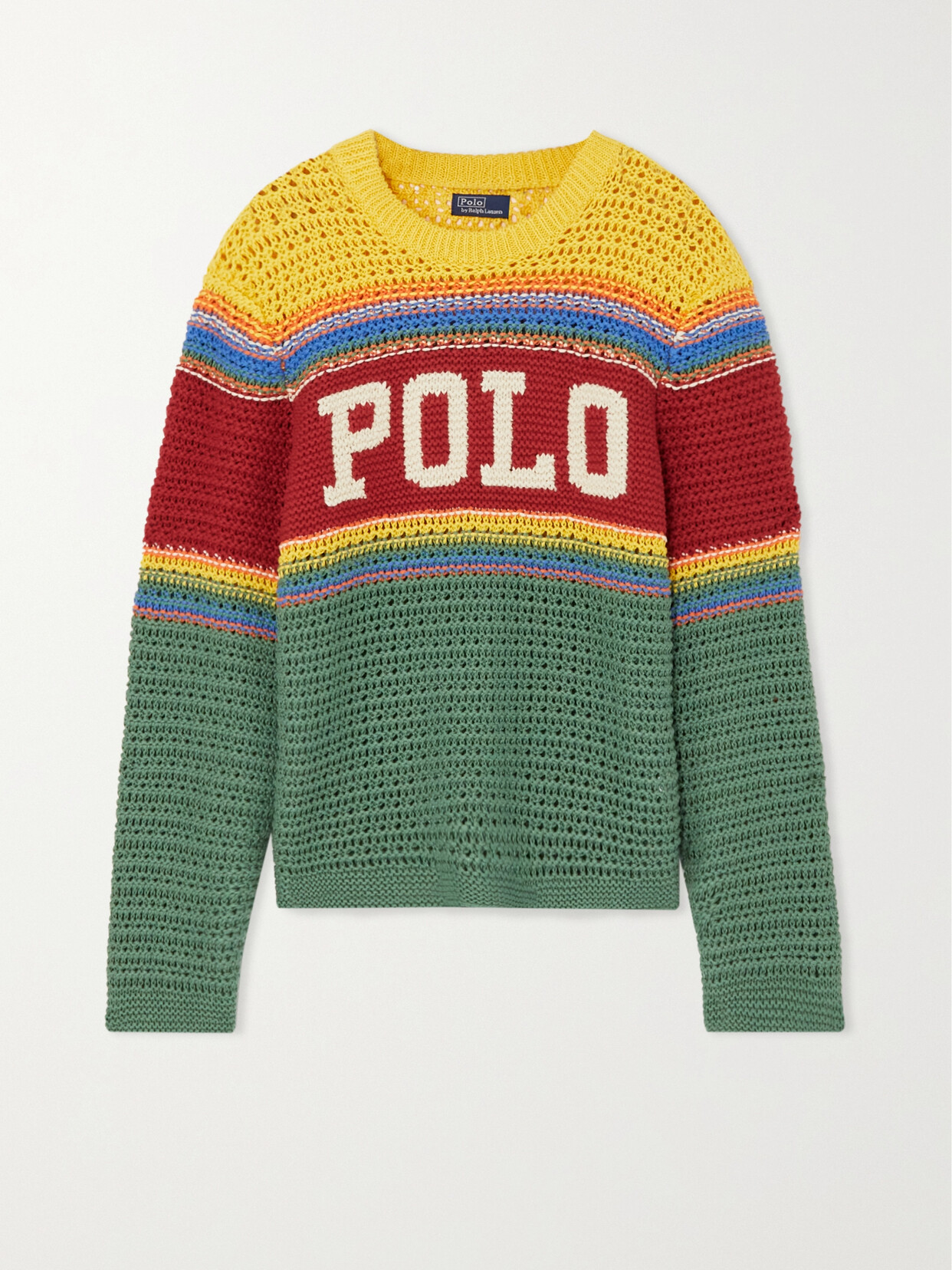 Polo Ralph Lauren - Striped Crochet-knit Linen And Cotton-blend Sweater - Multi