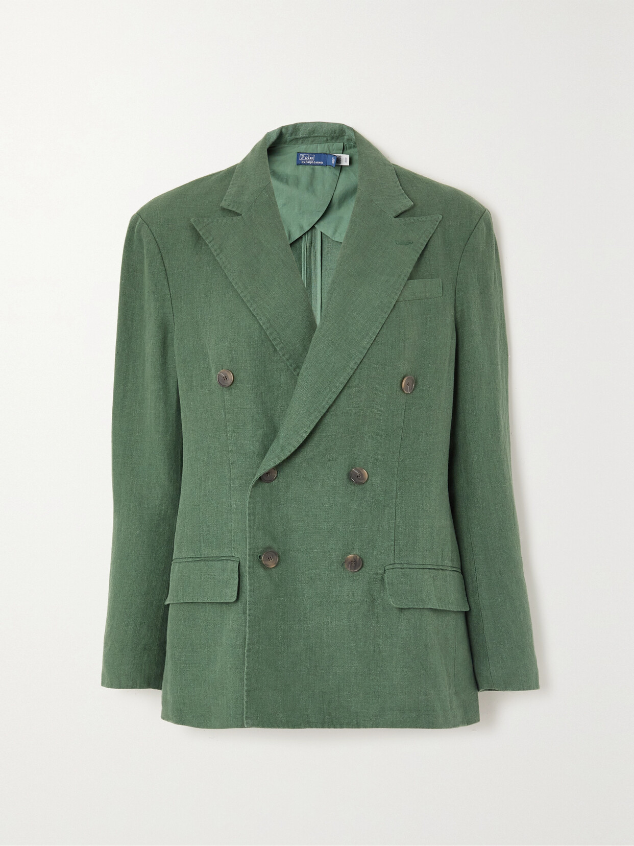 Polo Ralph Lauren Double-breasted Linen Blazer In Green