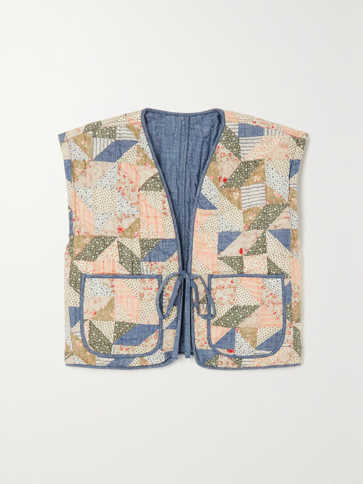 Polo Ralph Lauren - Cropped Reversible Chambray And Printed Cotton Vest - Multi