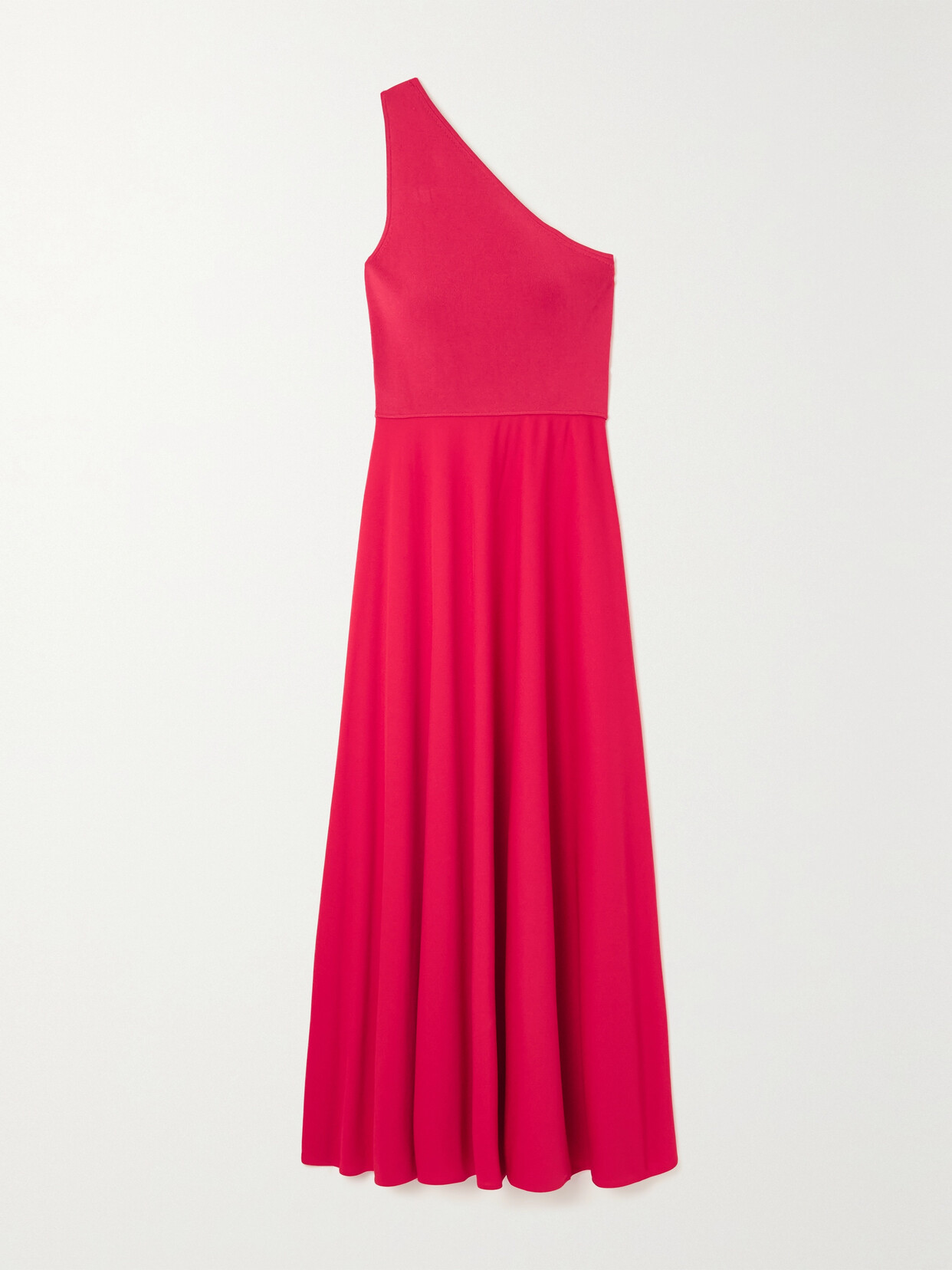 POLO RALPH LAUREN ONE-SHOULDER STRETCH-KNIT AND CREPE MAXI DRESS