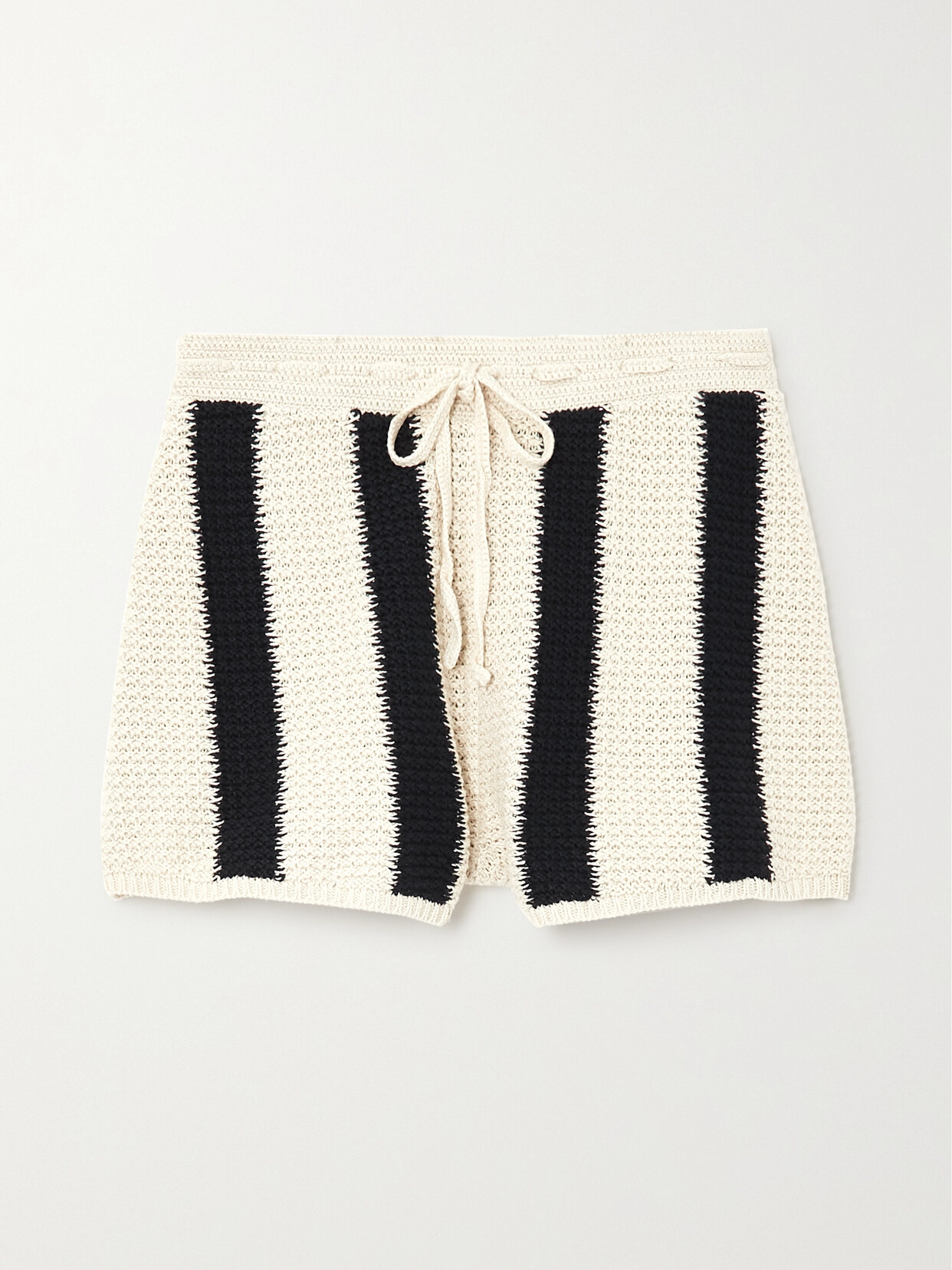 Polo Ralph Lauren - Striped Crocheted Linen And Cotton-blend Shorts - Black