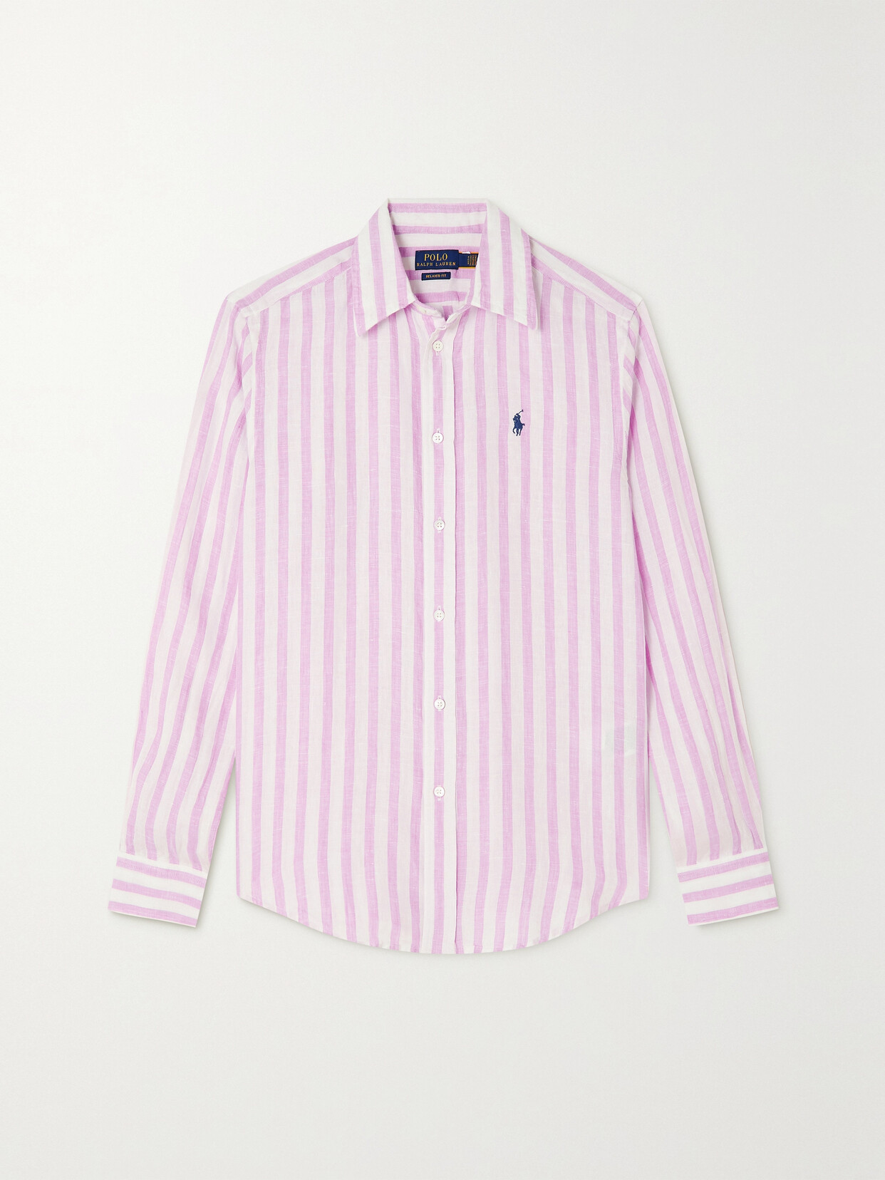 Polo Ralph Lauren - Embroidered Striped Linen Shirt - Purple