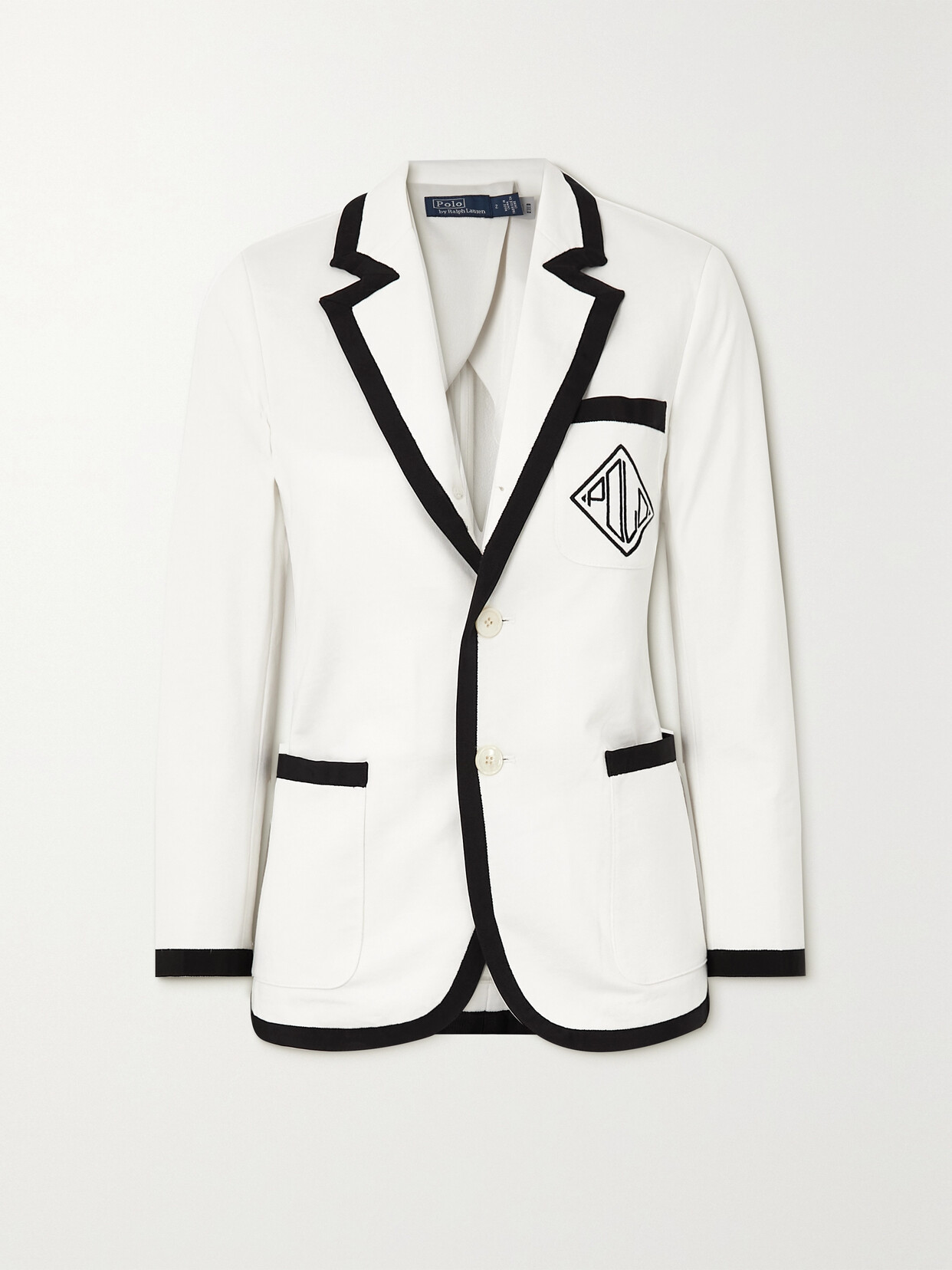 Polo Ralph Lauren - Grosgrain-trimmed Embroidered Cotton Blazer - White