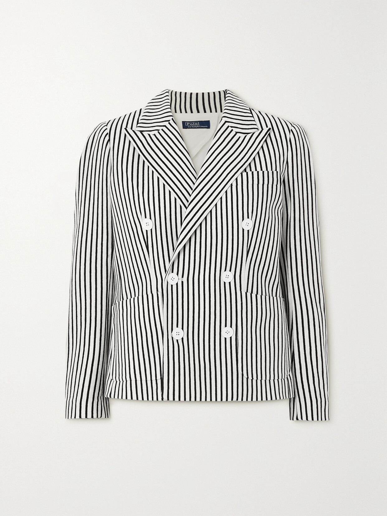 Polo Ralph Lauren - Double-breasted Striped Cotton Blazer - Black