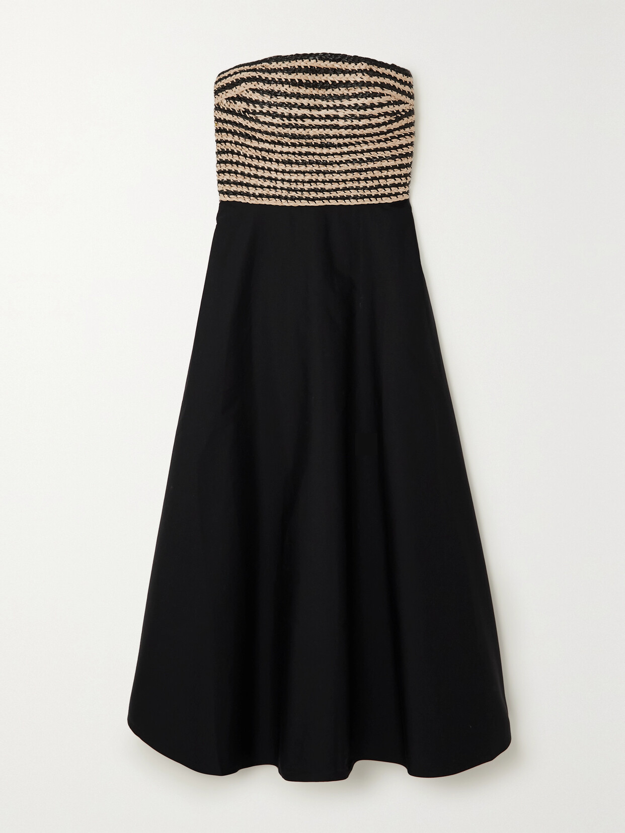 Polo Ralph Lauren - Strapless Cotton-poplin And Striped Faux Raffia Midi Dress - Black