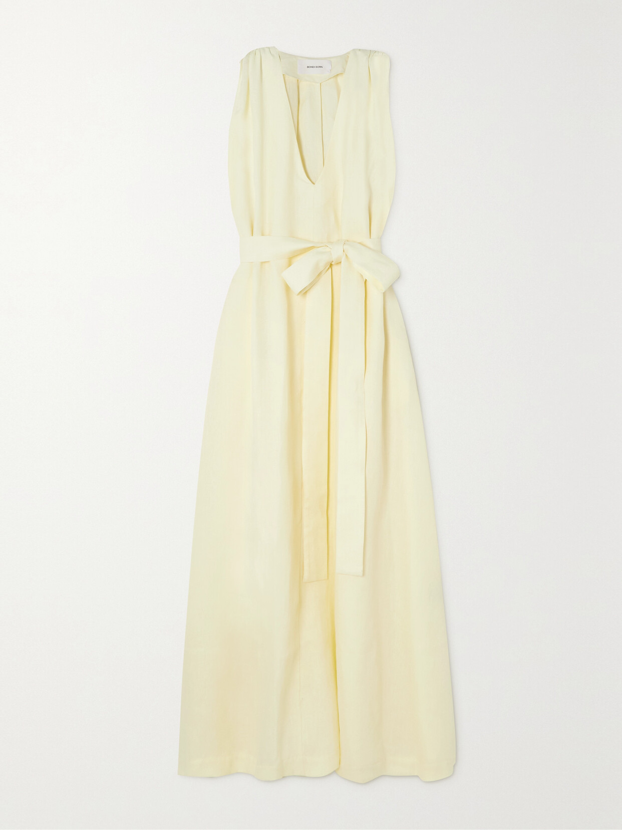 BONDI BORN + Net Sustain Marigot Belted Organic Linen Maxi Dress - Cream