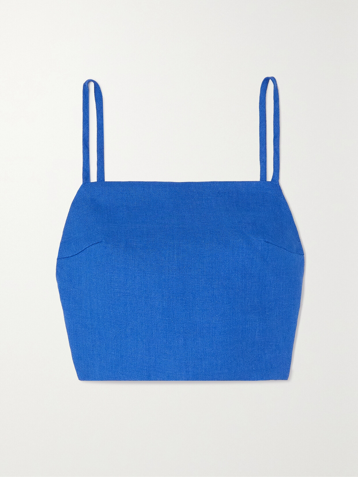 BONDI BORN - + Net Sustain Aliso Cropped Tie-back Organic Linen Top - Blue