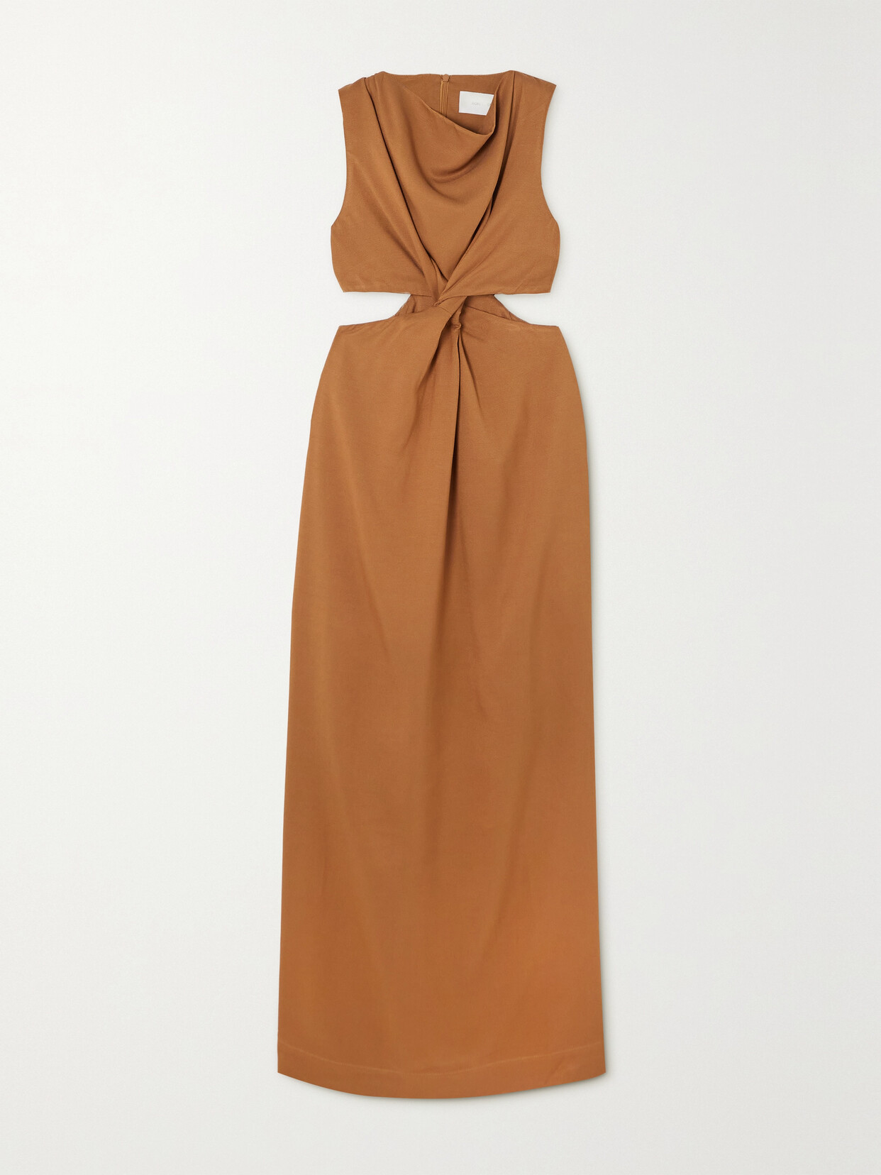 BONDI BORN + Net Sustain Ravenna Cutout Twist-front Lenzing Ecovero Woven Midi Dress - Brown